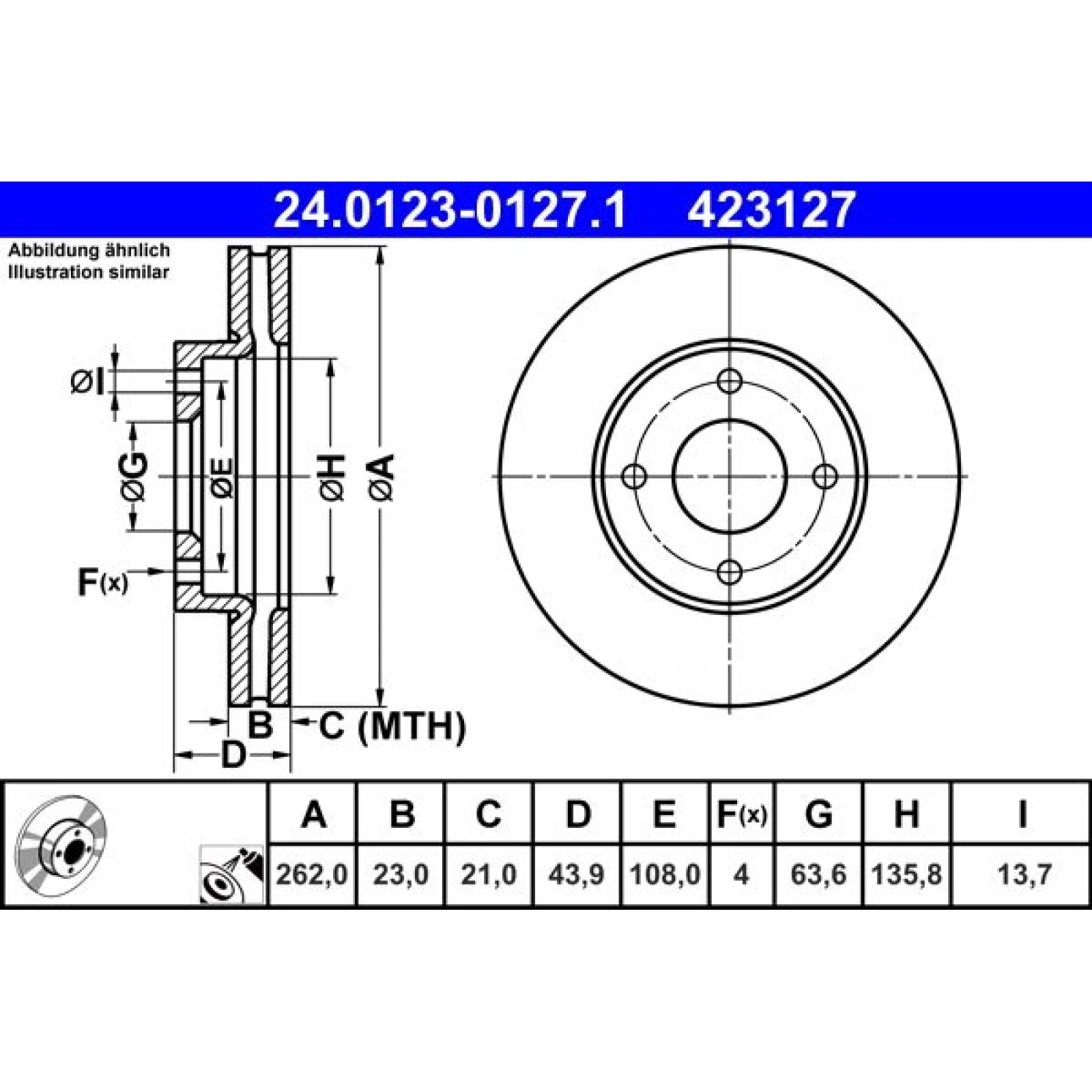 ATE Bremsscheibe 24.0123-0127.1
