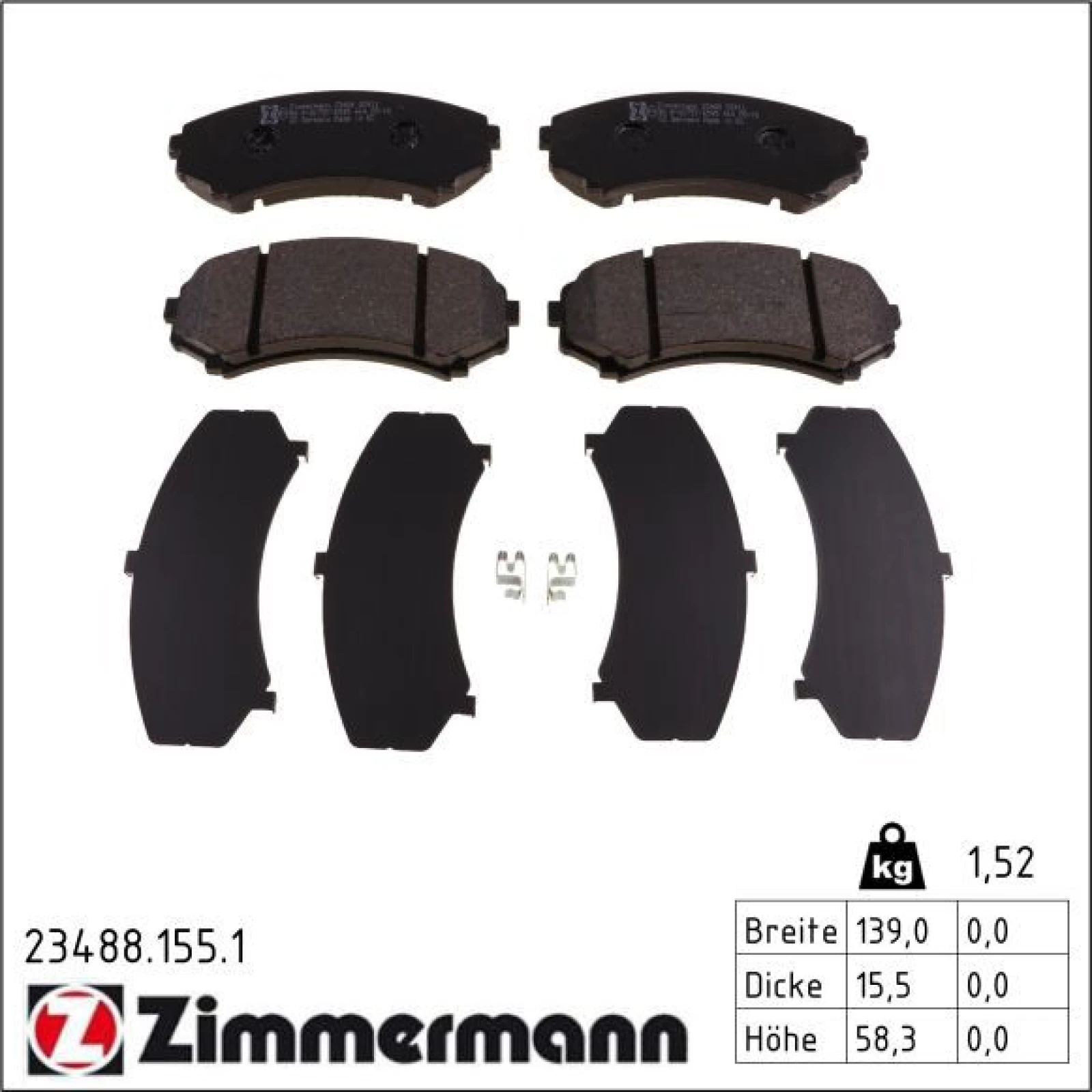 ZIMMERMANN Bremsbeläge 23488.155.1