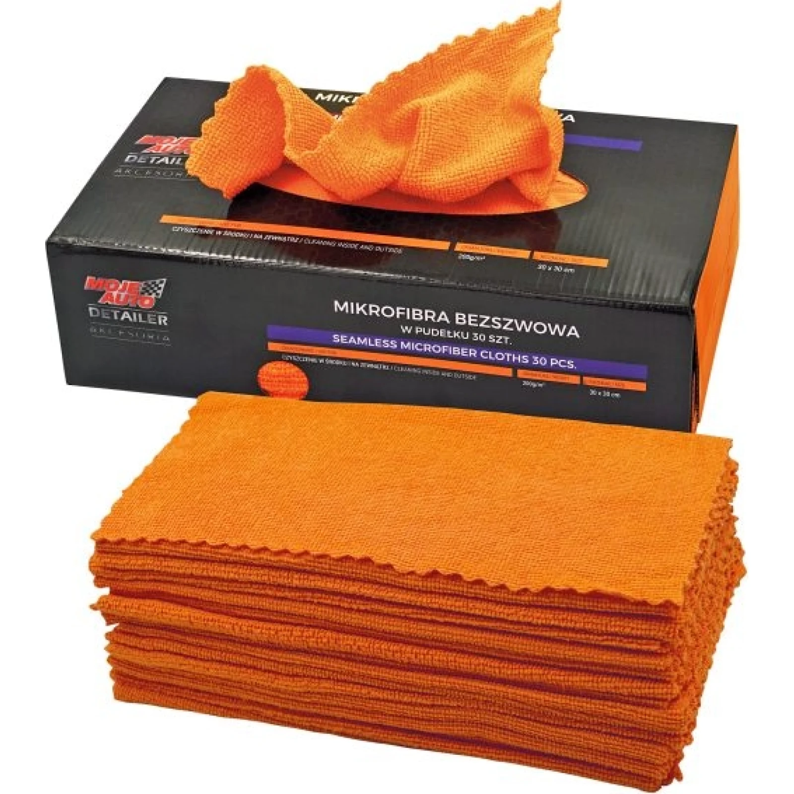 Nahtlose Mikrofasertücher 30 Stück Orange in Box 200G 30X30cm 19-652