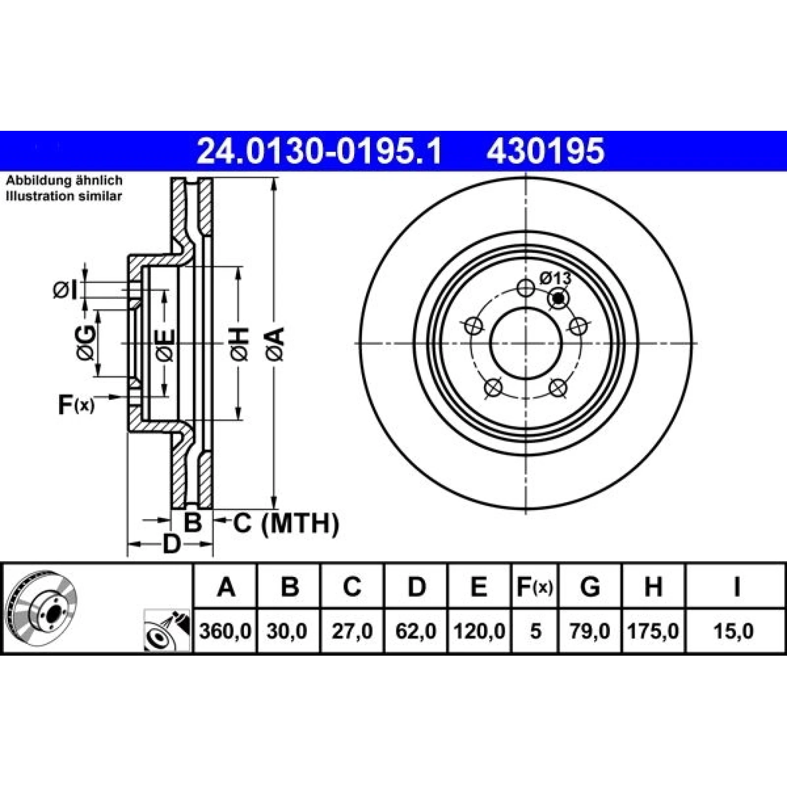 Bremsscheibe Land Rover P. Range Rover 05 24.0130-0195.1
