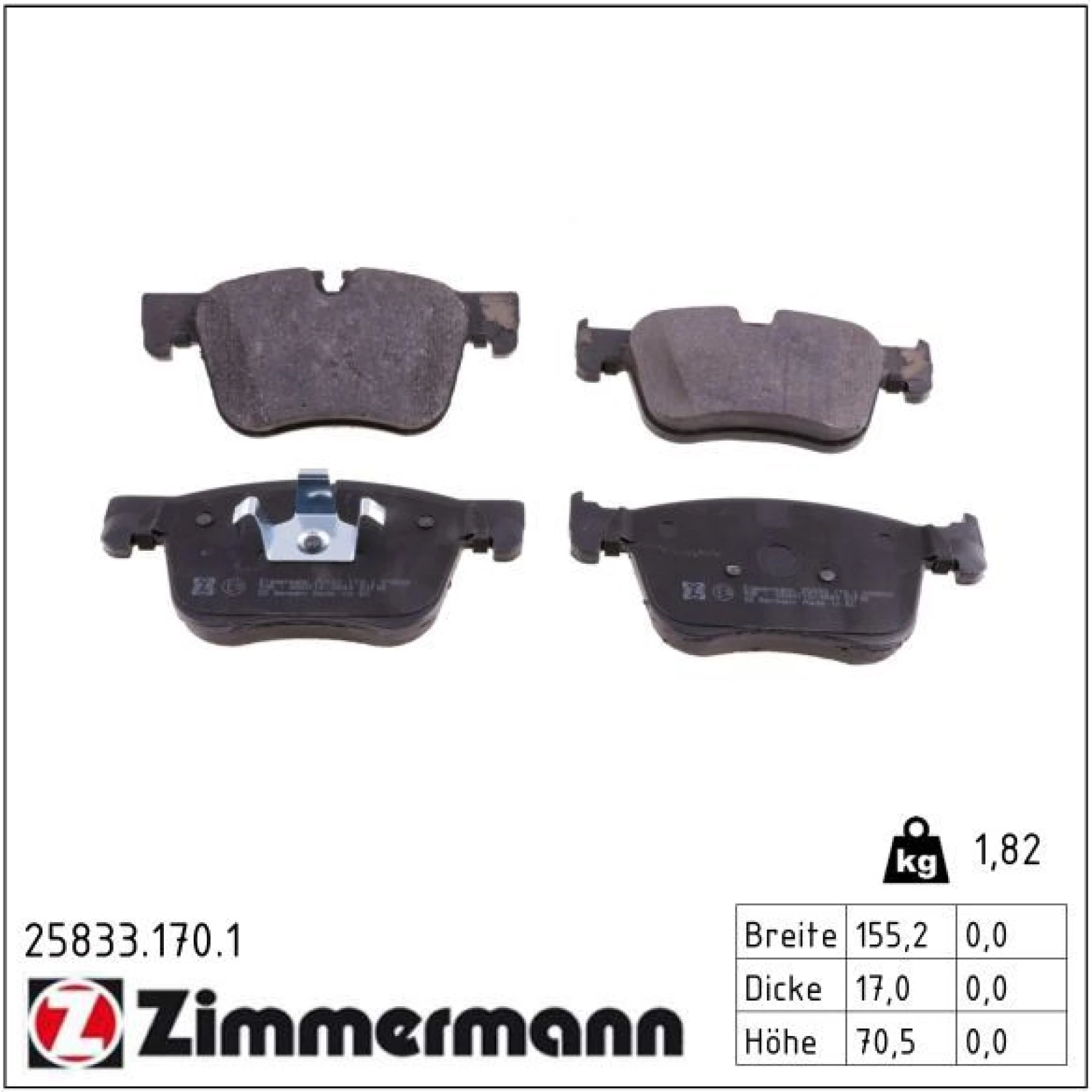 ZIMMERMANN Bremsbeläge 25833.170.1