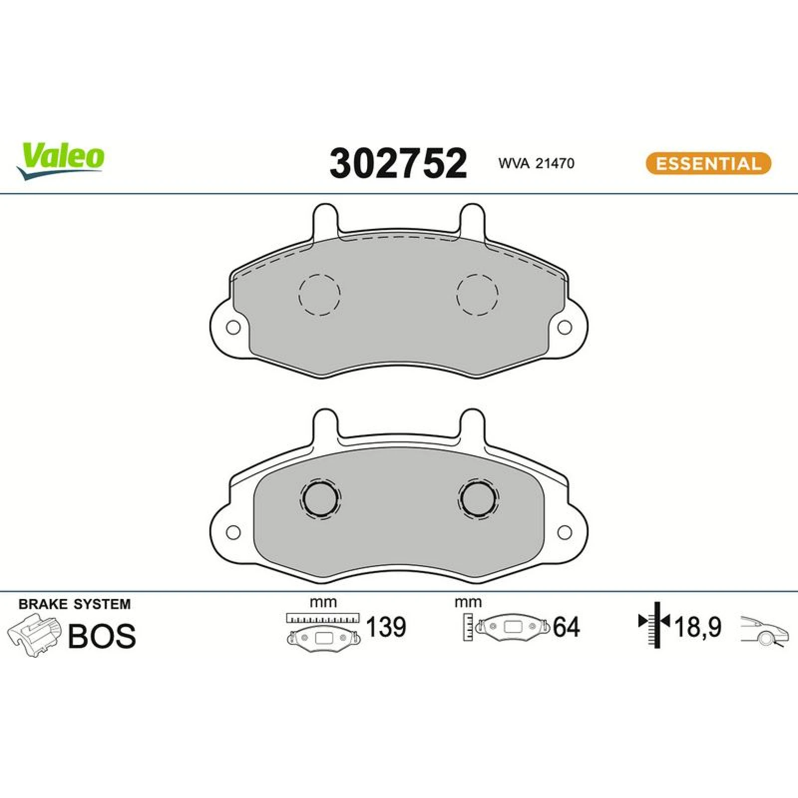 VALEO Bremsbeläge 302752