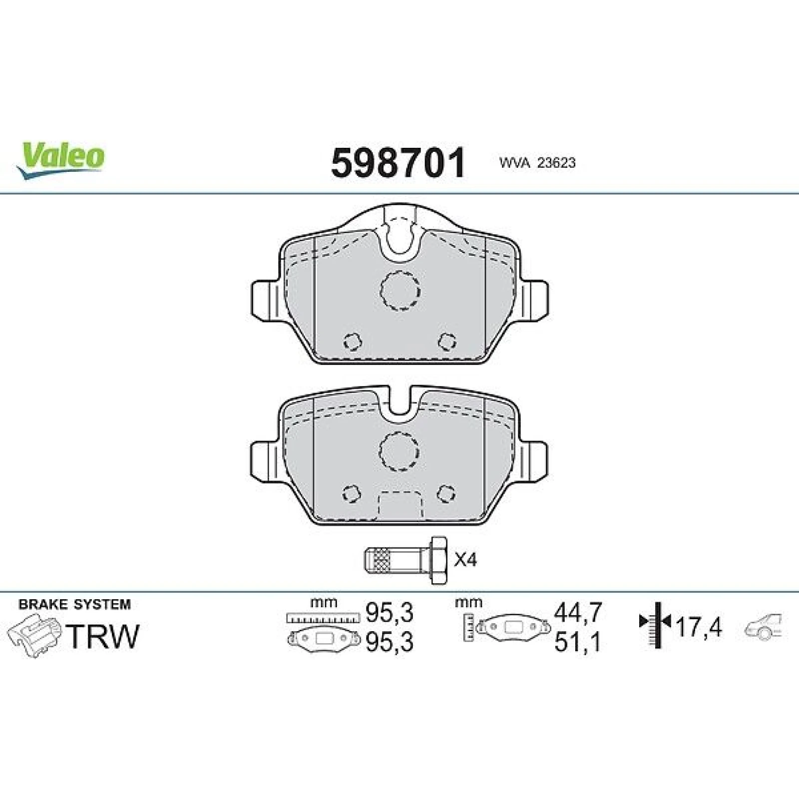 VALEO Bremsbeläge 598701