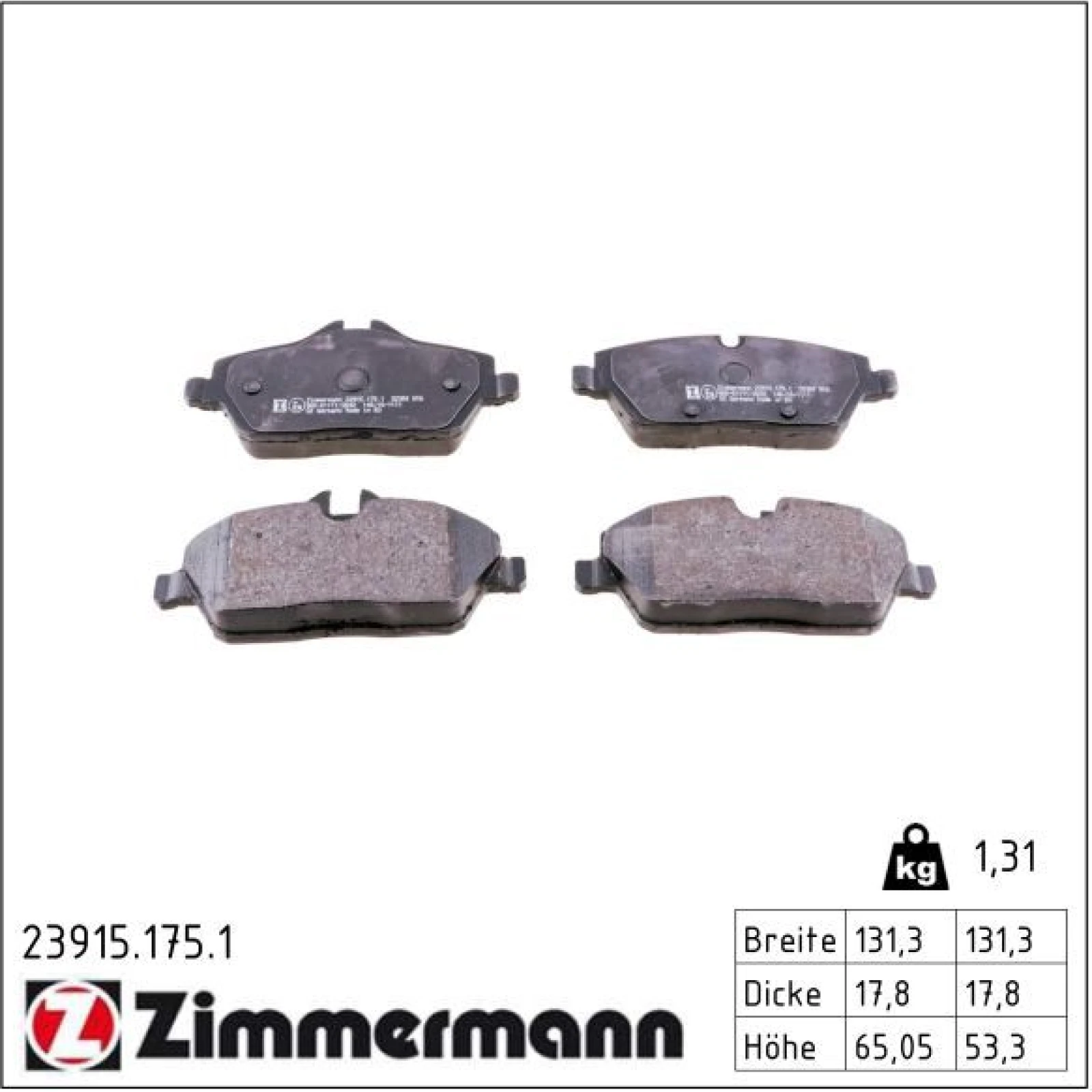 ZIMMERMANN Bremsbeläge 23915.175.1