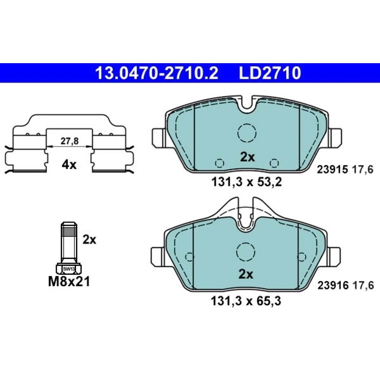 Bremsbelagsatz Bmw S. 1 1.6-2.0 06-13 Keramik 13.0470-2710.2