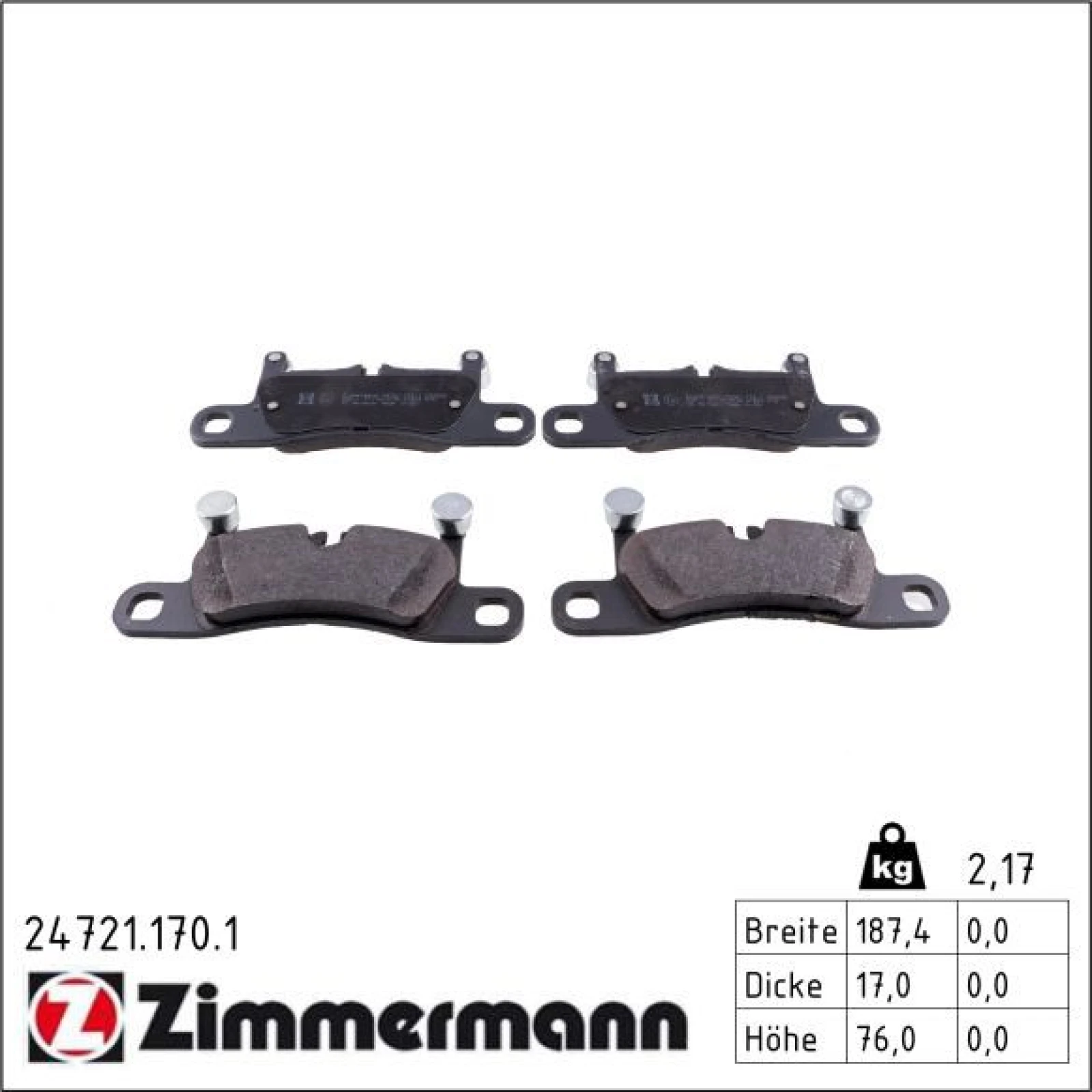 ZIMMERMANN Bremsbeläge 24721.170.1
