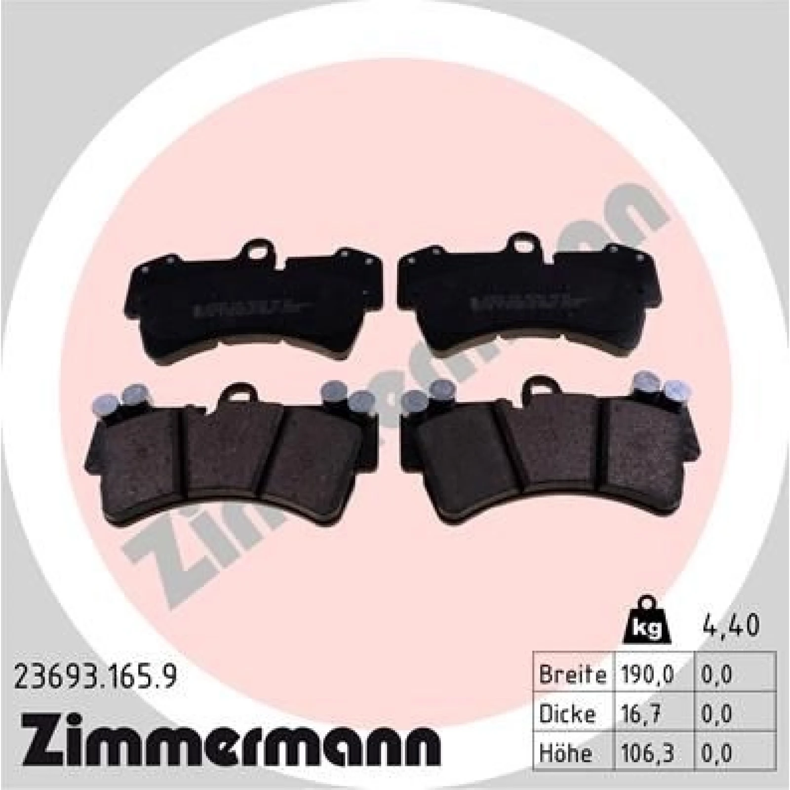 ZIMMERMANN Bremsbeläge 23693.165.9