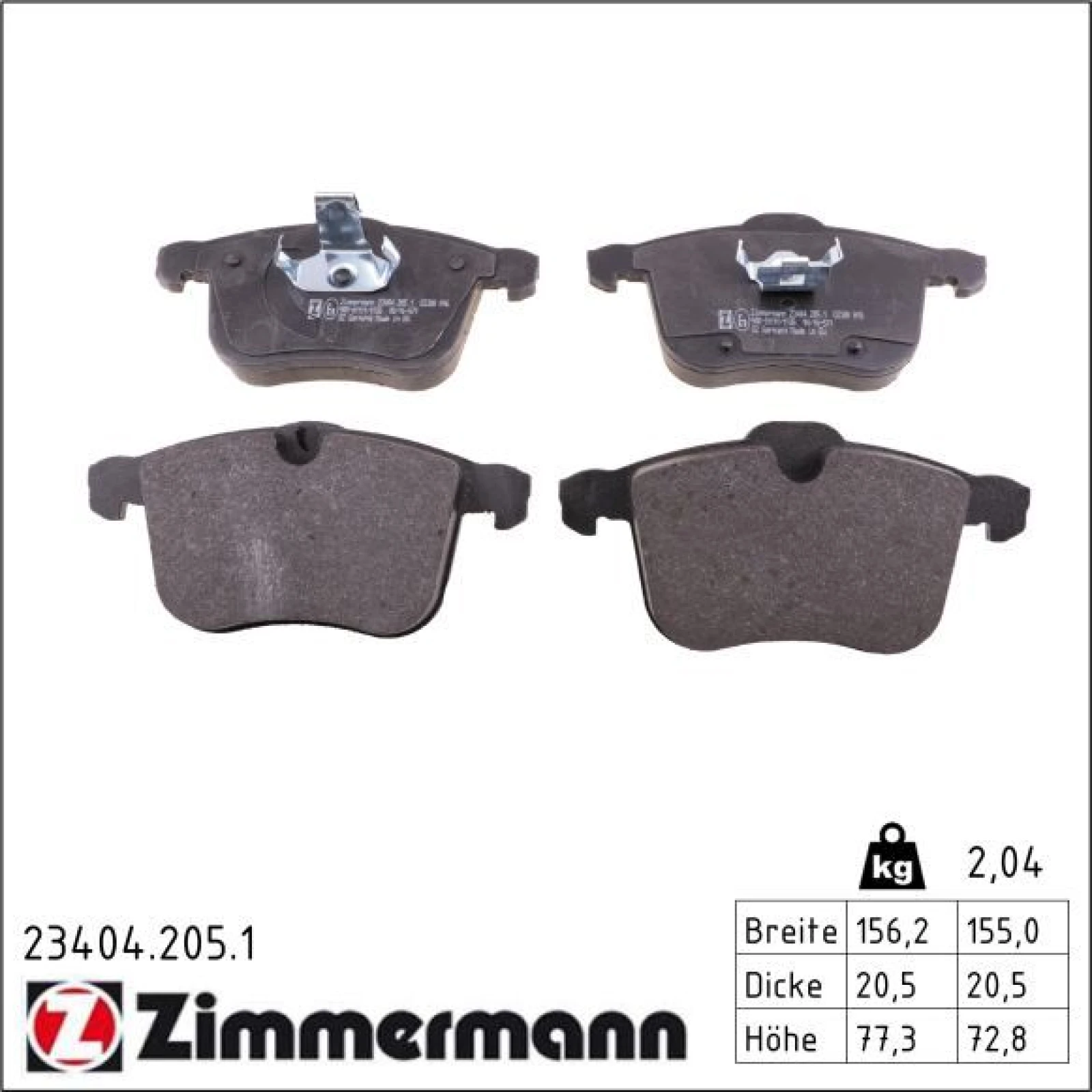ZIMMERMANN Bremsbeläge 23404.205.1