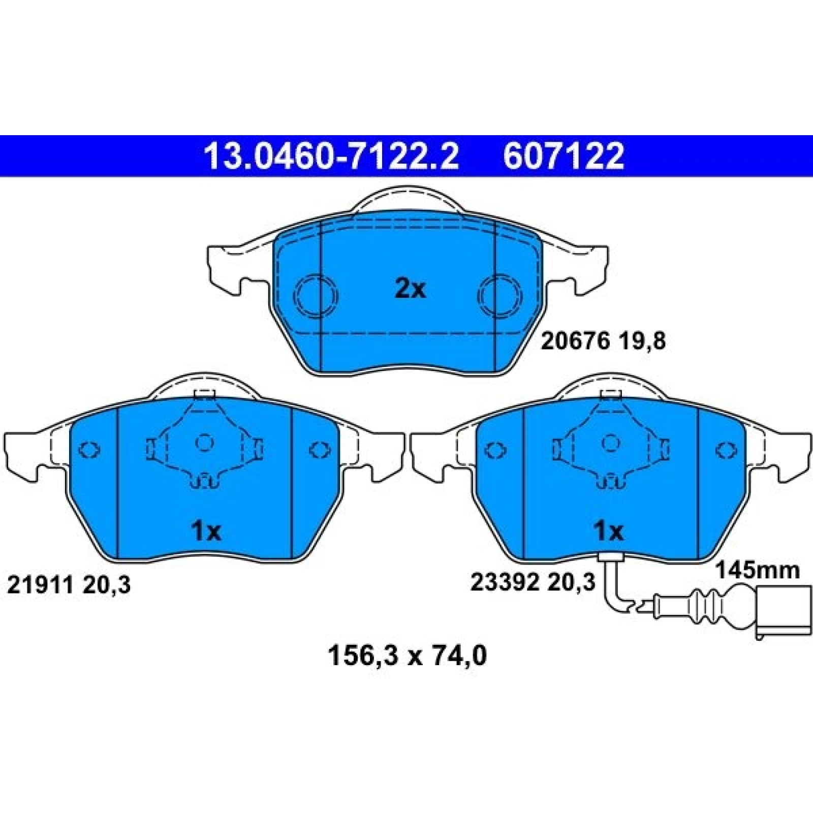Bremsbelagsatz Vw P. Bora/Golf/Polo 1.2-2.8 97-10 13.0460-7122.2