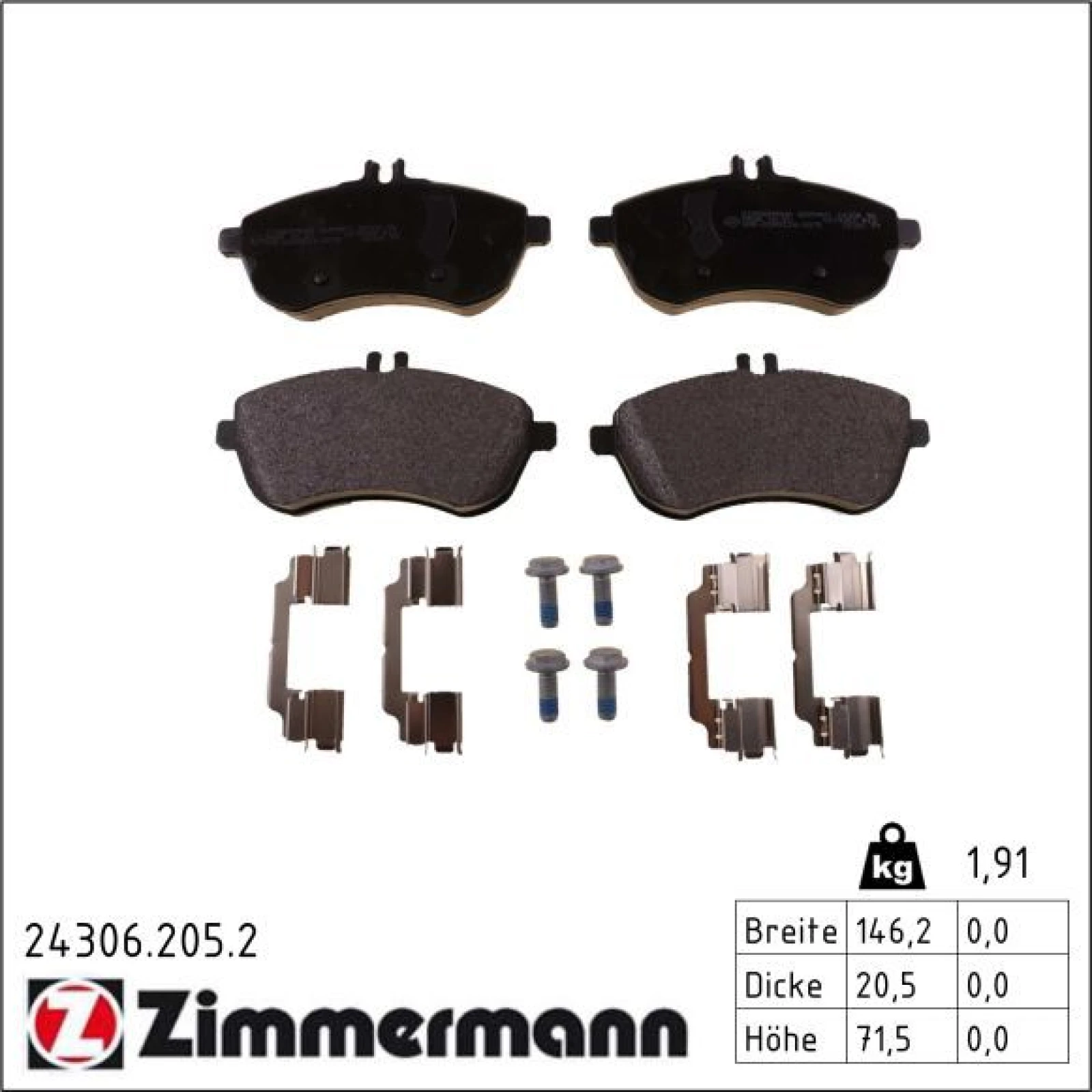 ZIMMERMANN Bremsbeläge 24306.205.2