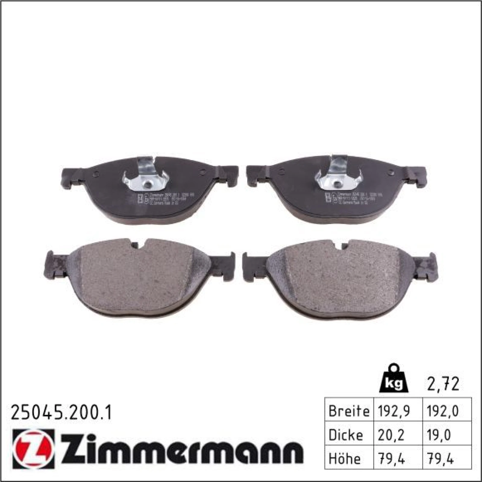 ZIMMERMANN Bremsbeläge 25045.200.1