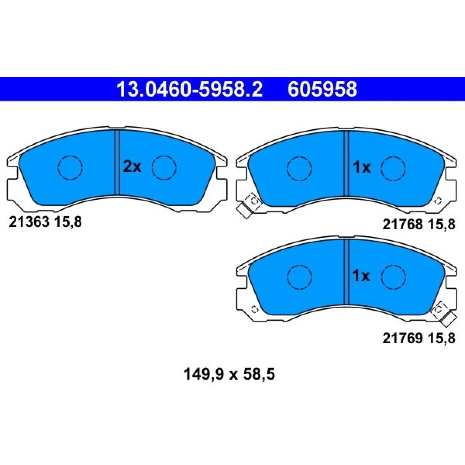 Bremsbelagsatz Mitsubishi P. Galant 97-/Outlander 03-/Pajero 94 13.0460-5958.2