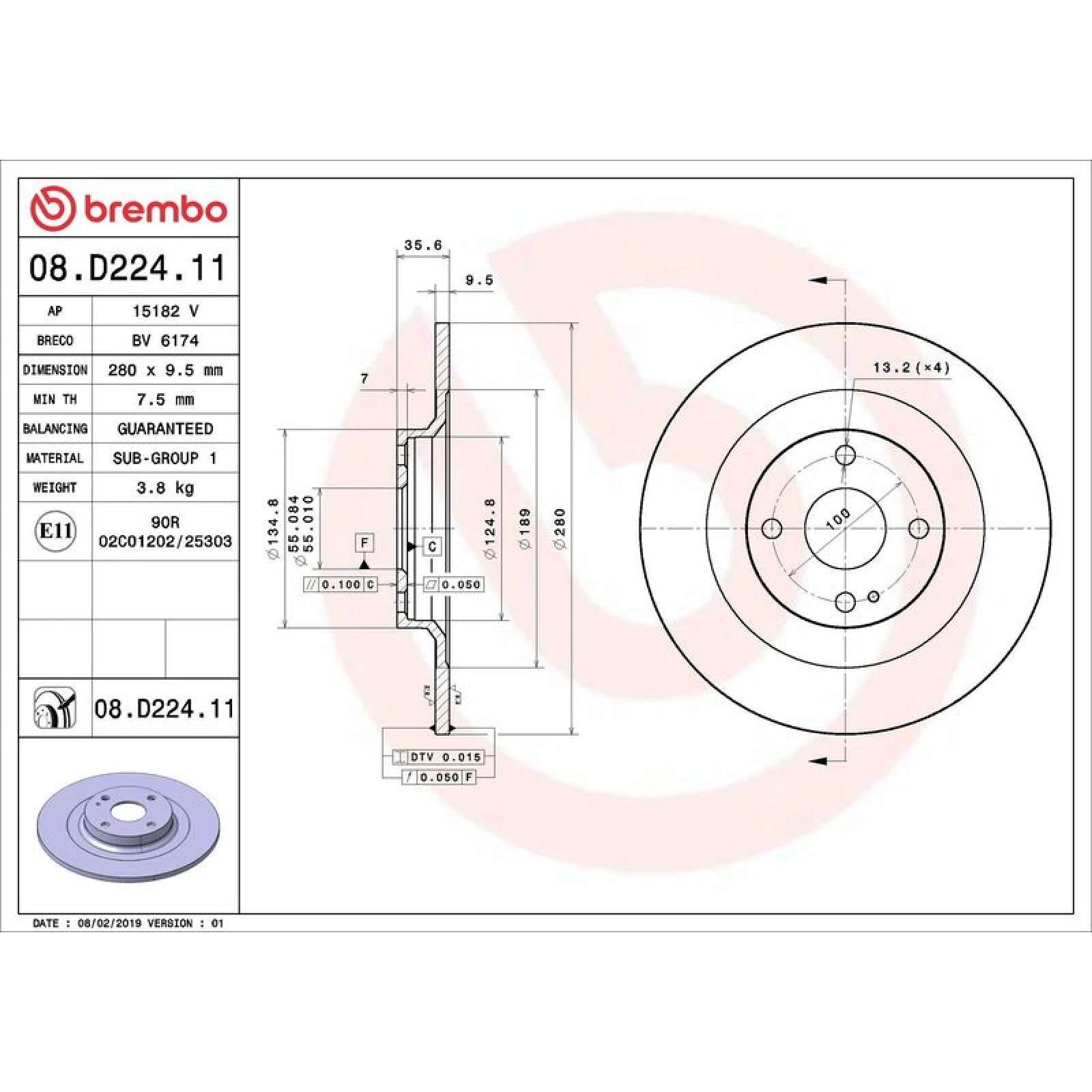 Bremsscheibe HA 08.D224.11