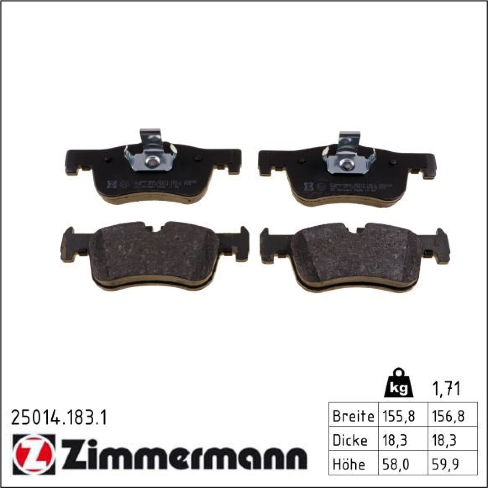ZIMMERMANN Bremsbeläge 25014.183.1