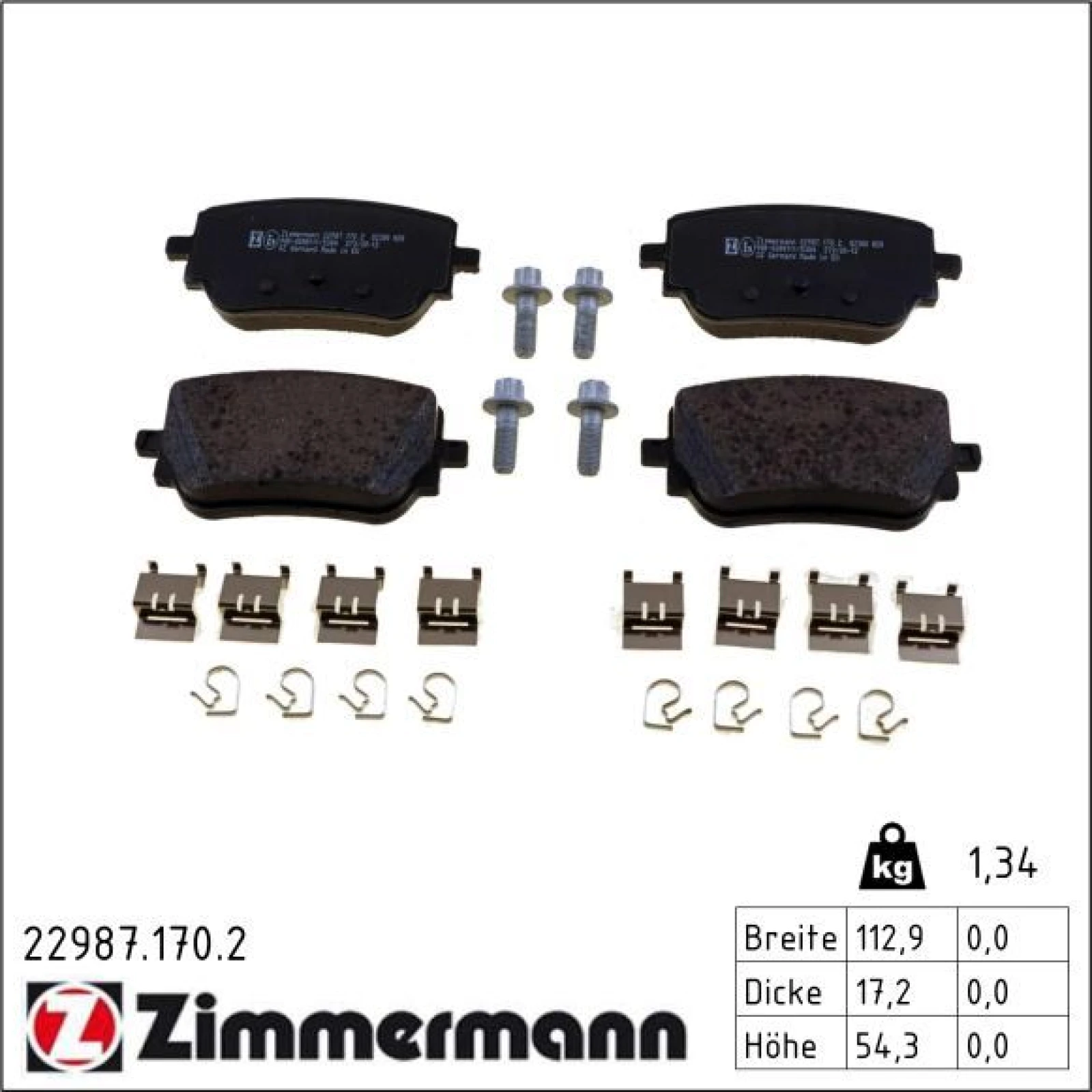 ZIMMERMANN Bremsbeläge 22987.170.2