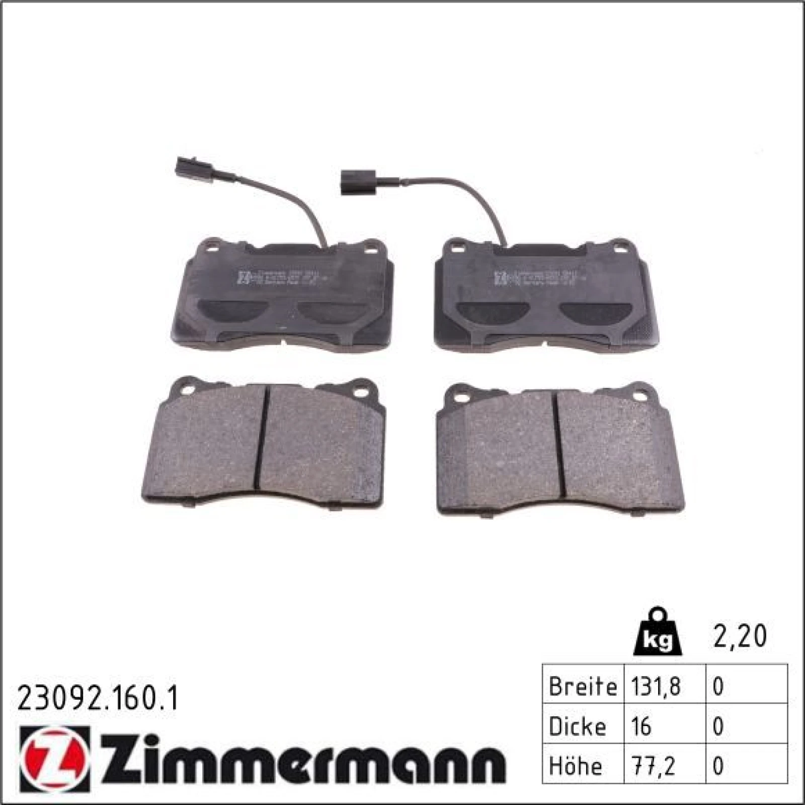 ZIMMERMANN Bremsbeläge 23092.160.1