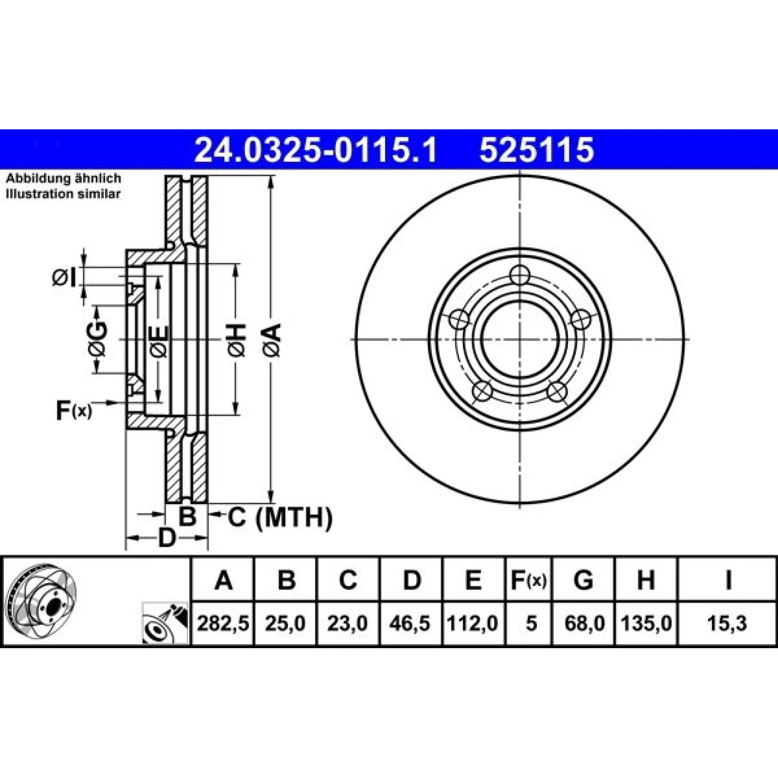 Bremsscheibe Vw P. Passat 1.6-2.8 96-05 Power Disc 24.0325-0115.1