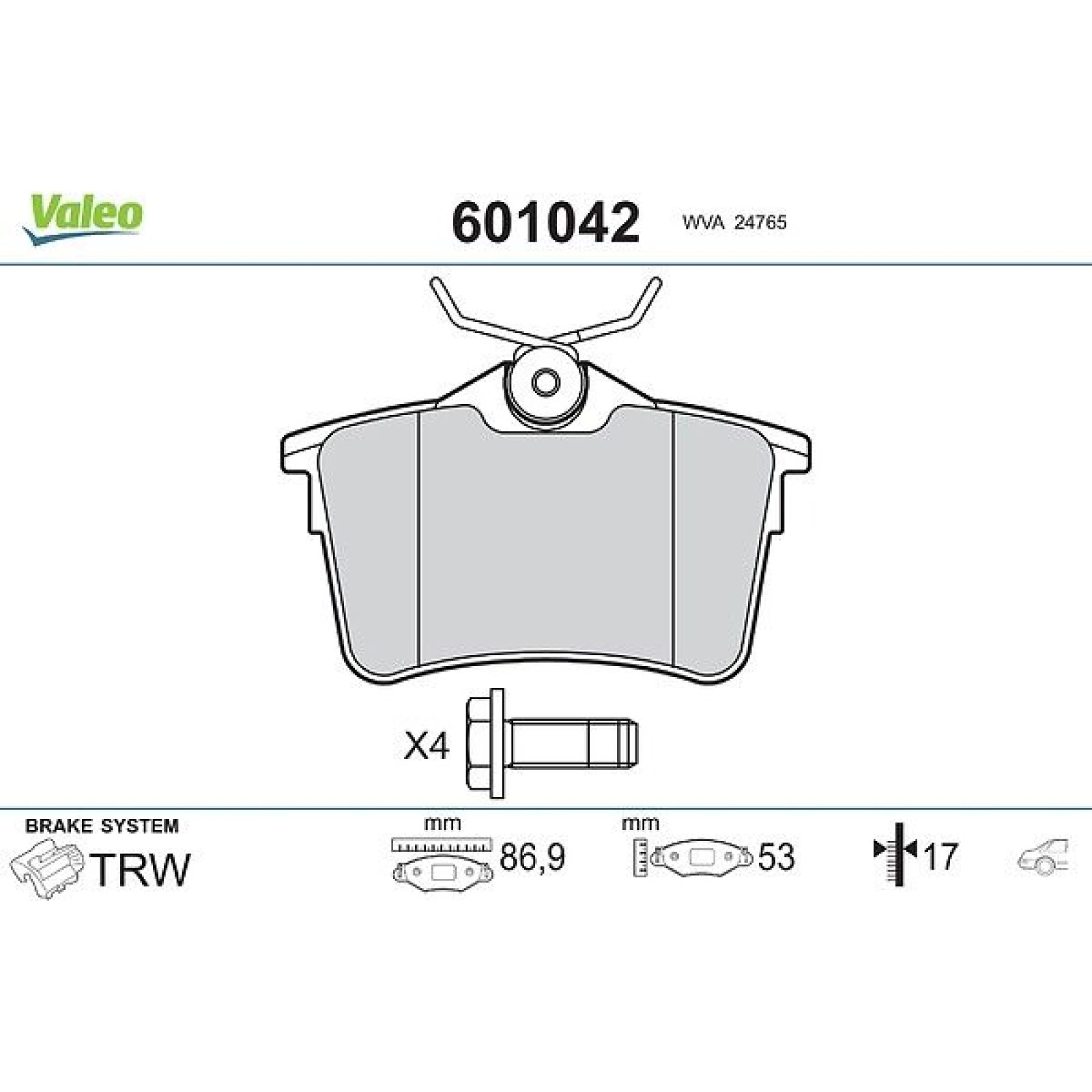 VALEO Bremsbeläge 601042