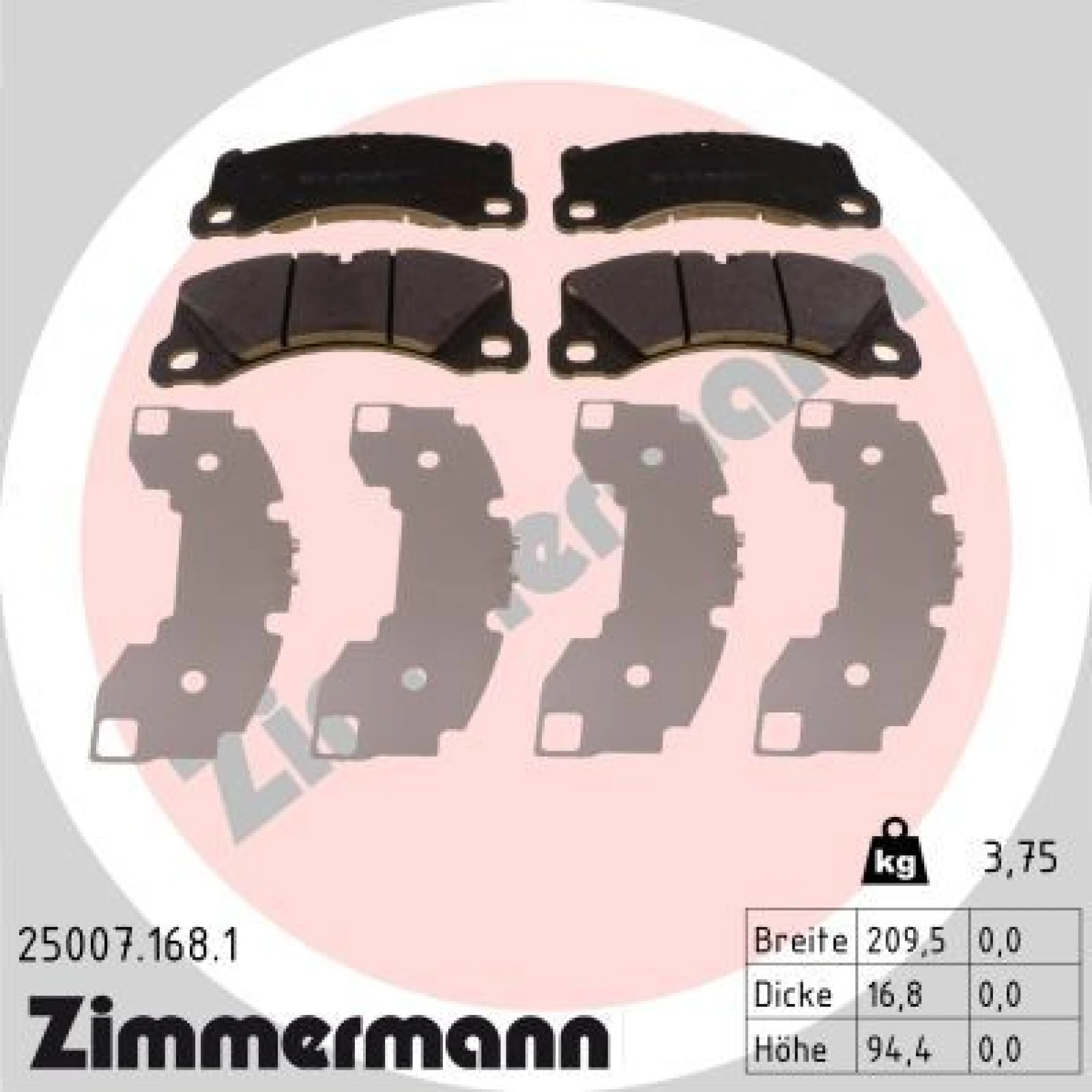 ZIMMERMANN Bremsbeläge 25007.168.1