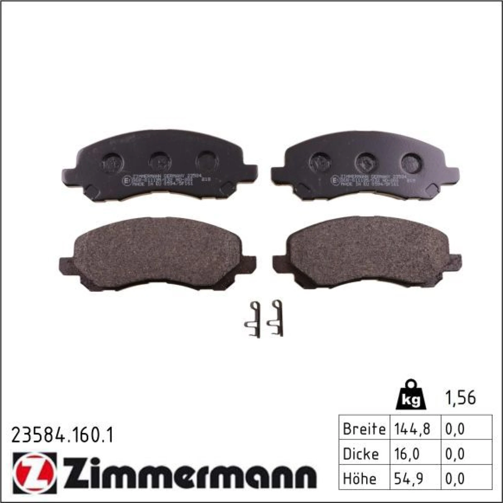 ZIMMERMANN Bremsbeläge 23584.160.1