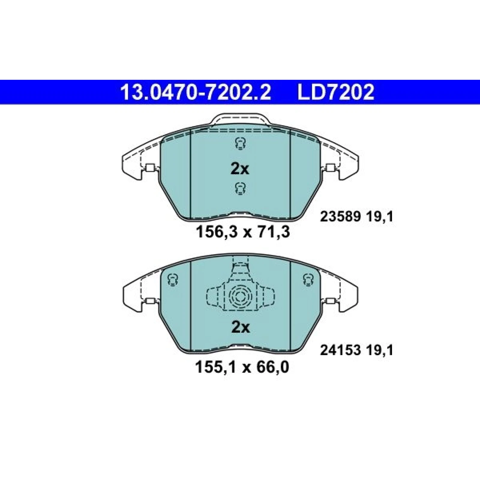 ATE Bremsbelagsatz Peugeot S. 207/208/307/308/3008/Rcz 03- Keramik 13.0470-7202.2