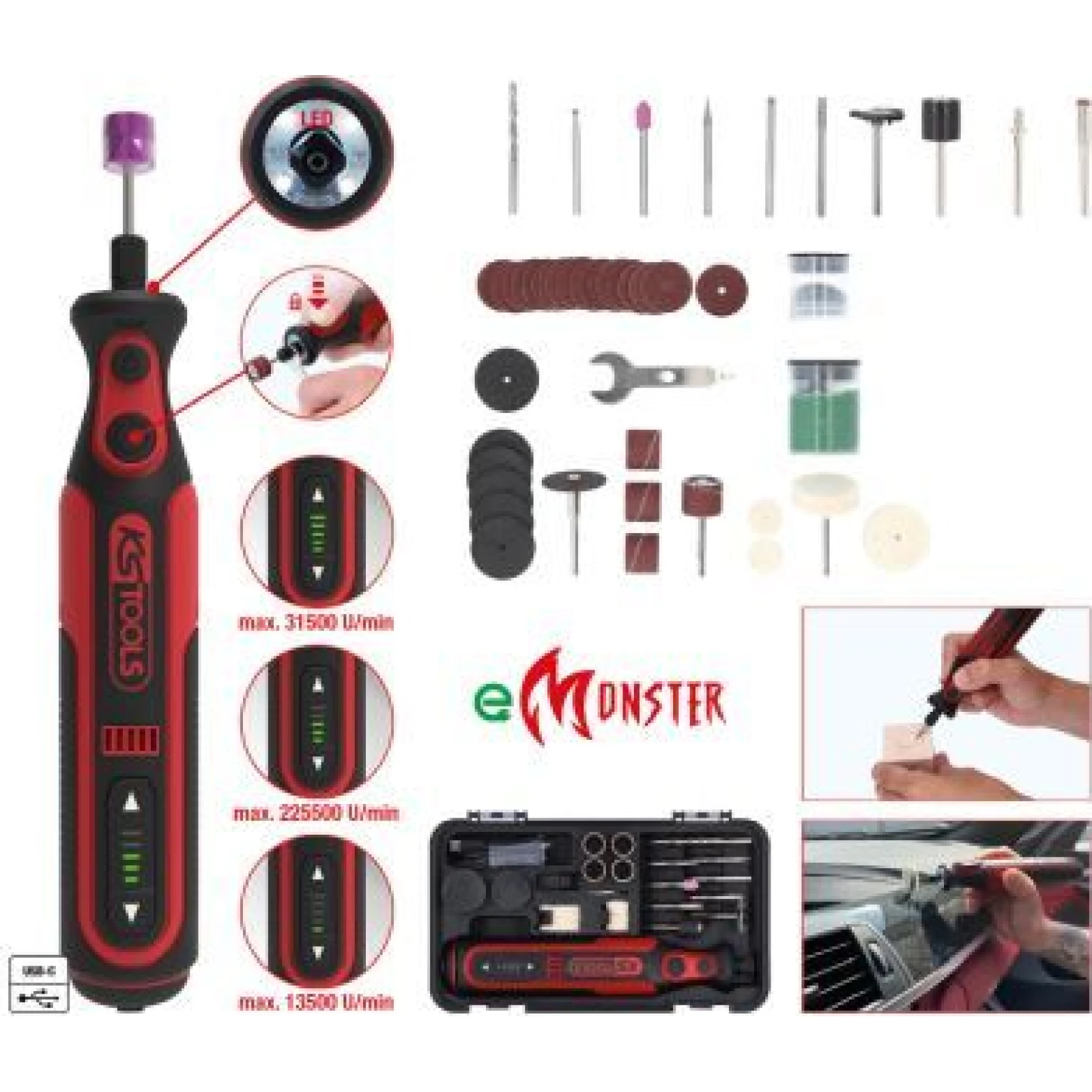 KS TOOLS Stabschleifer (Akku) 515.3990