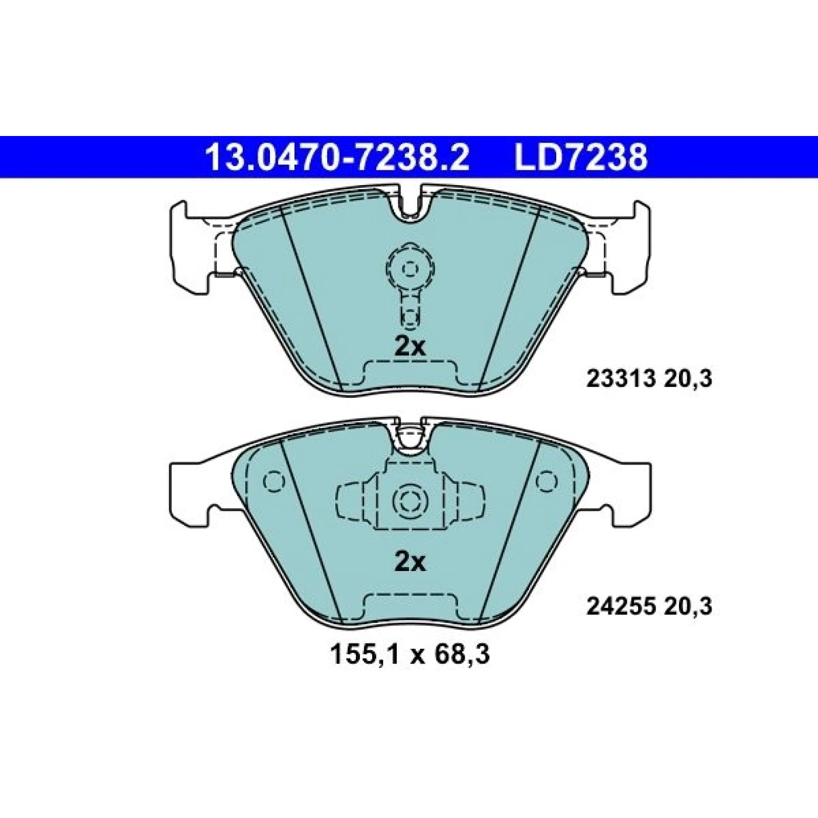 ATE Bremsbelagsatz BMW Vorderachse 3/X1 1.6-3.0 04-13 Keramik 13.0470-7238.2
