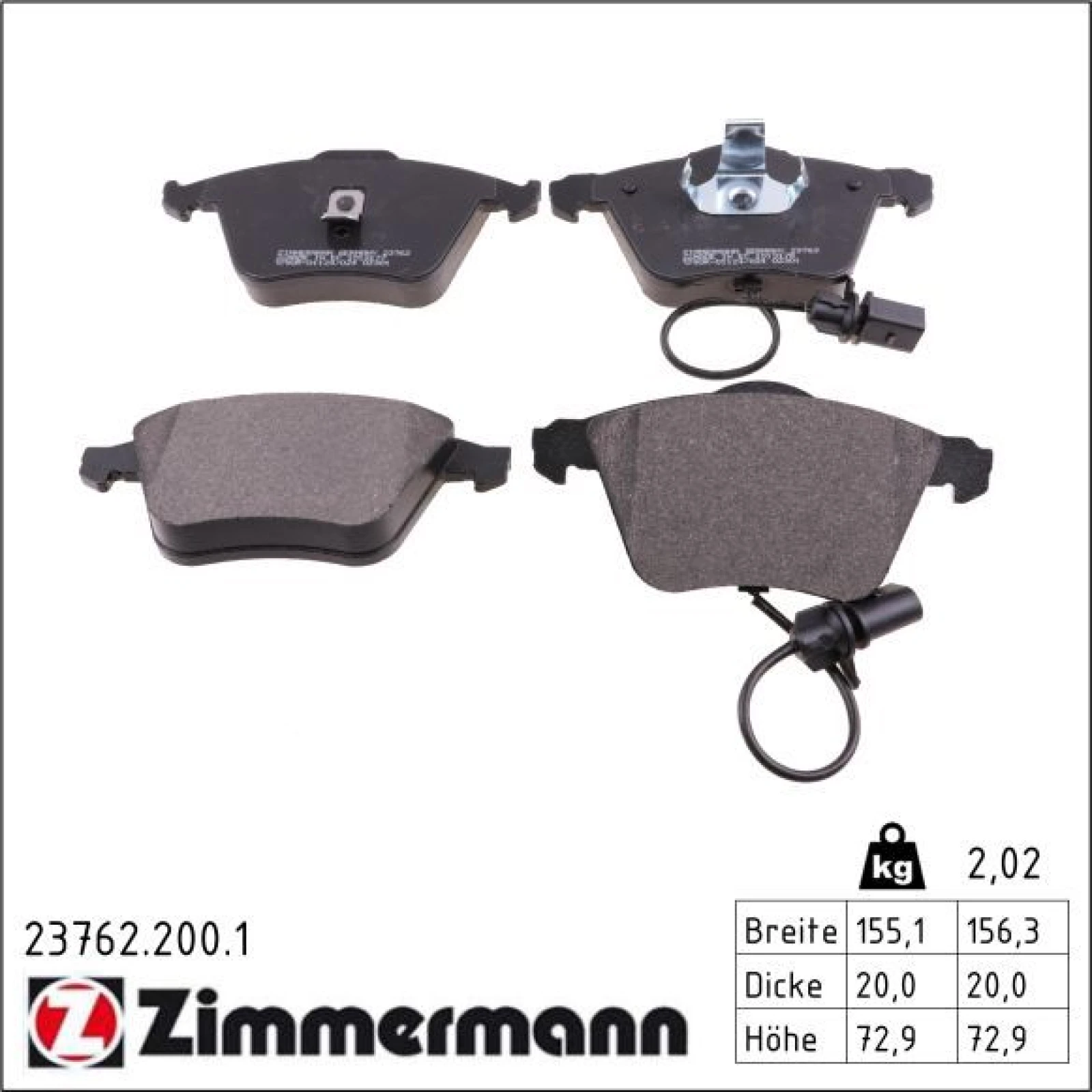 ZIMMERMANN Bremsbeläge 23762.200.1