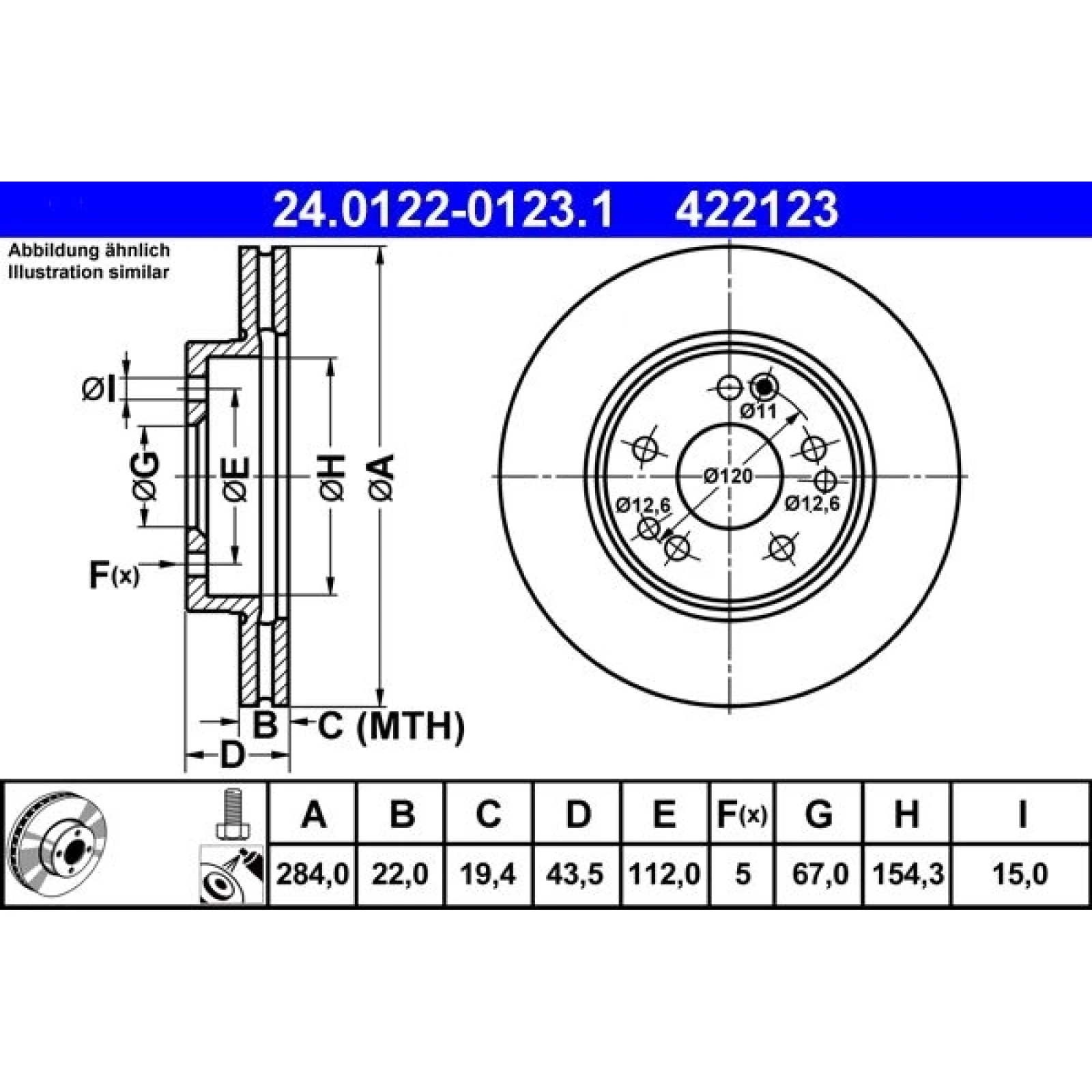 Bremsscheibe Db P. W124/W201 84-98 24.0122-0123.1