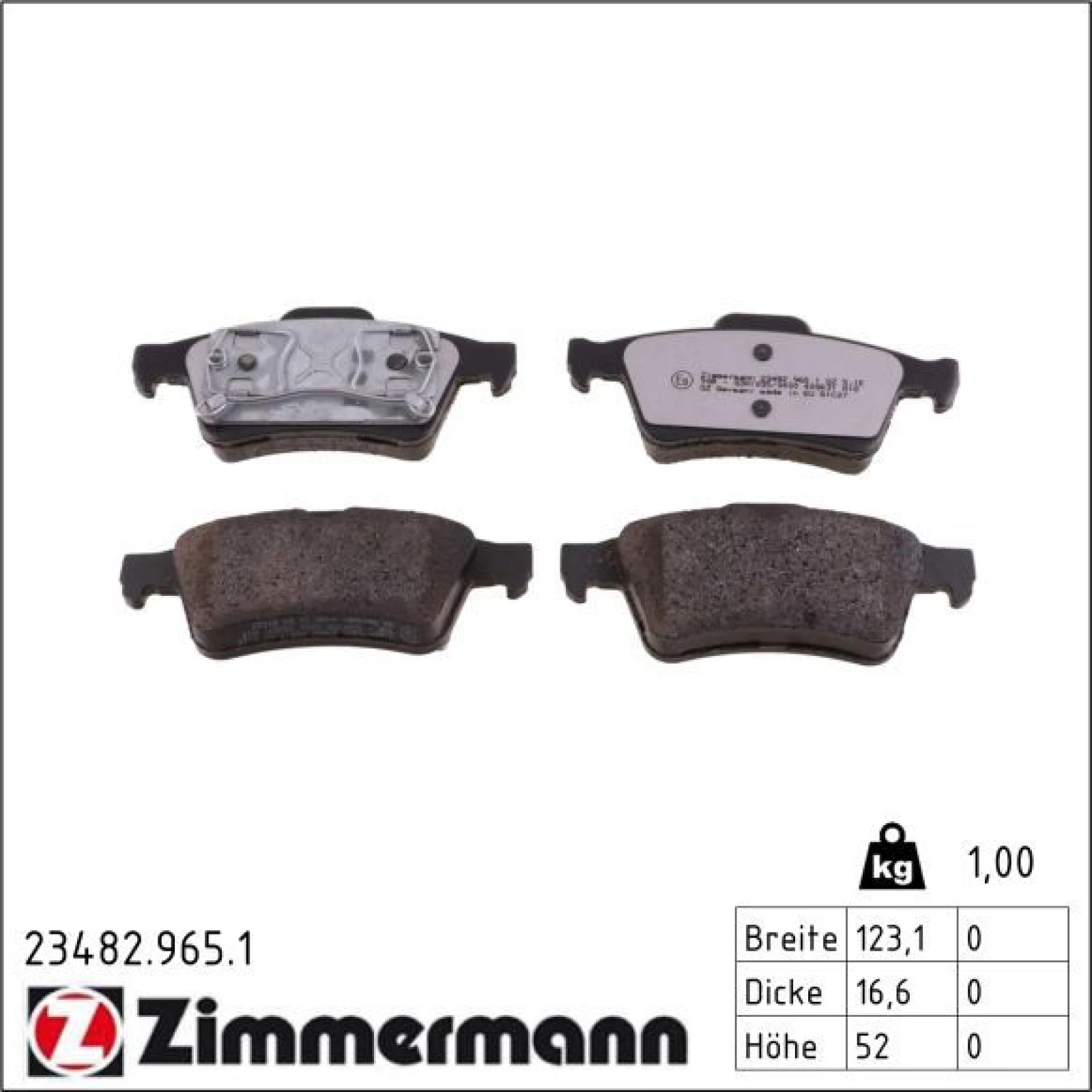 ZIMMERMANN Bremsbeläge 23482.965.1