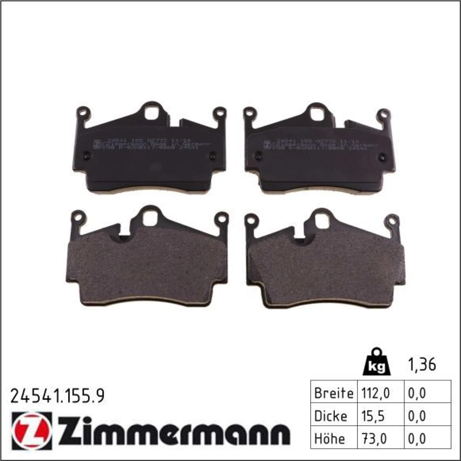 ZIMMERMANN Bremsbeläge 24541.155.9