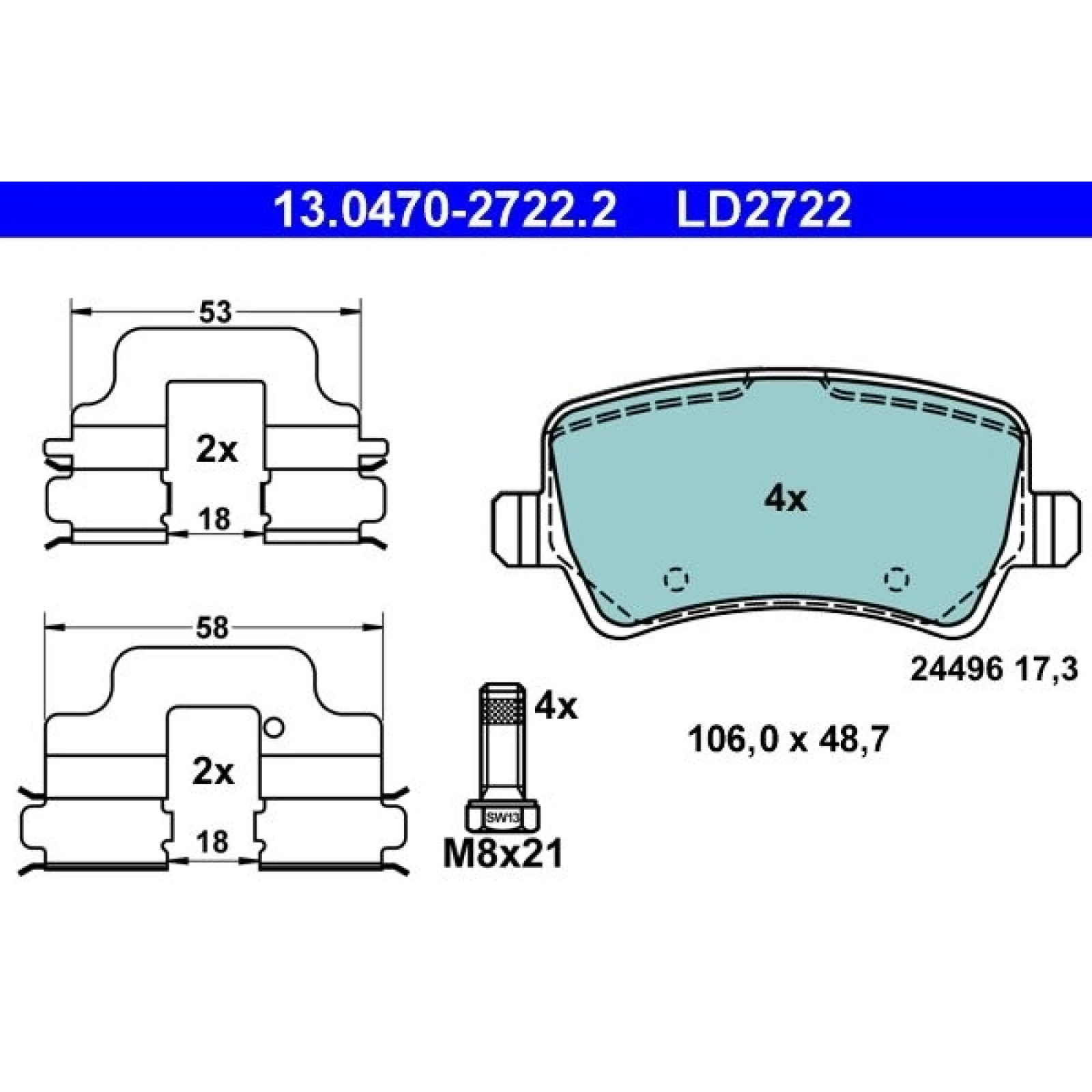 Bremsbelagsatz Ford T. Galaxy/S-Max 1.6-2.5 06-15 Keramik 13.0470-2722.2