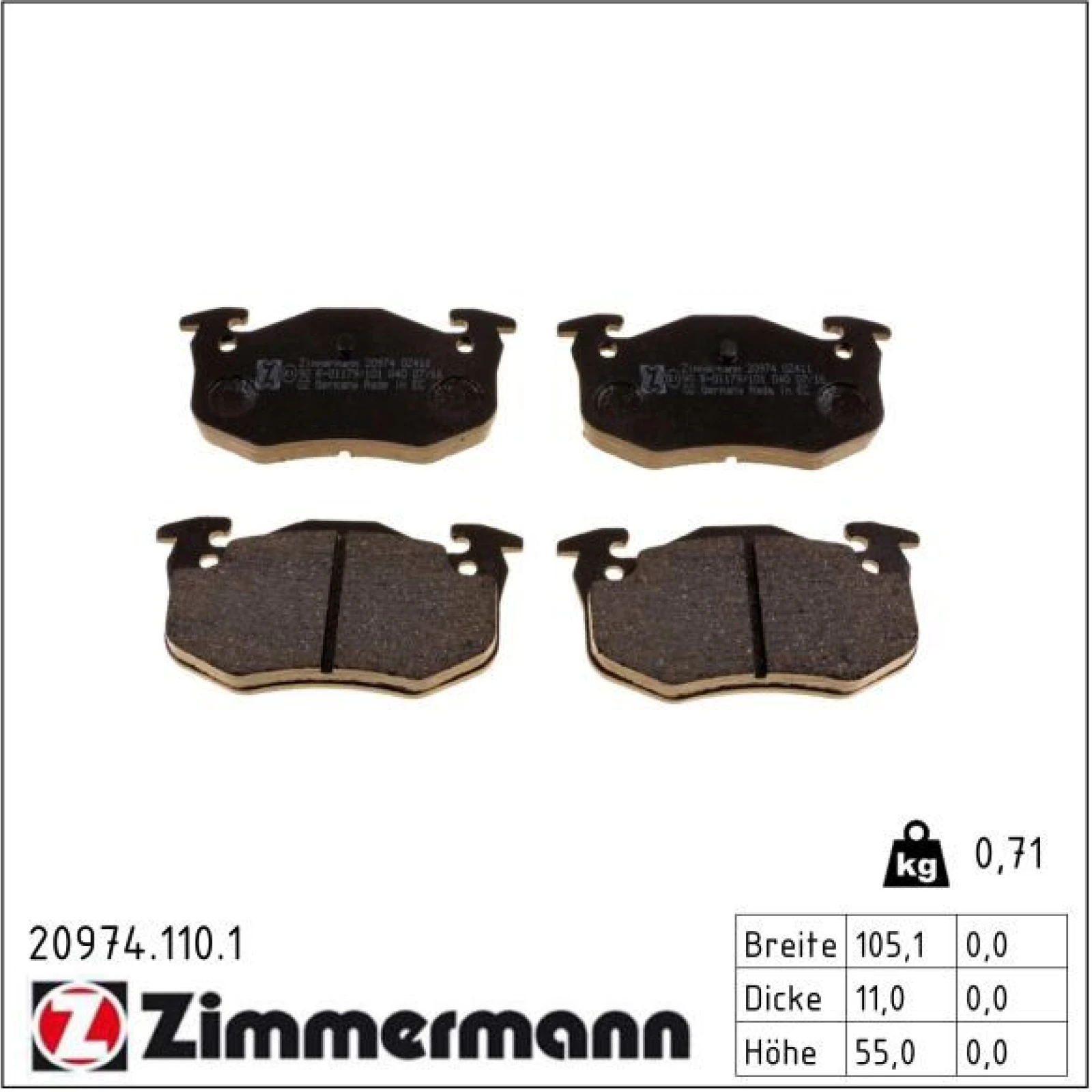 20974.110.1 ZIMMERMANN Bremsbeläge 20974.110.1