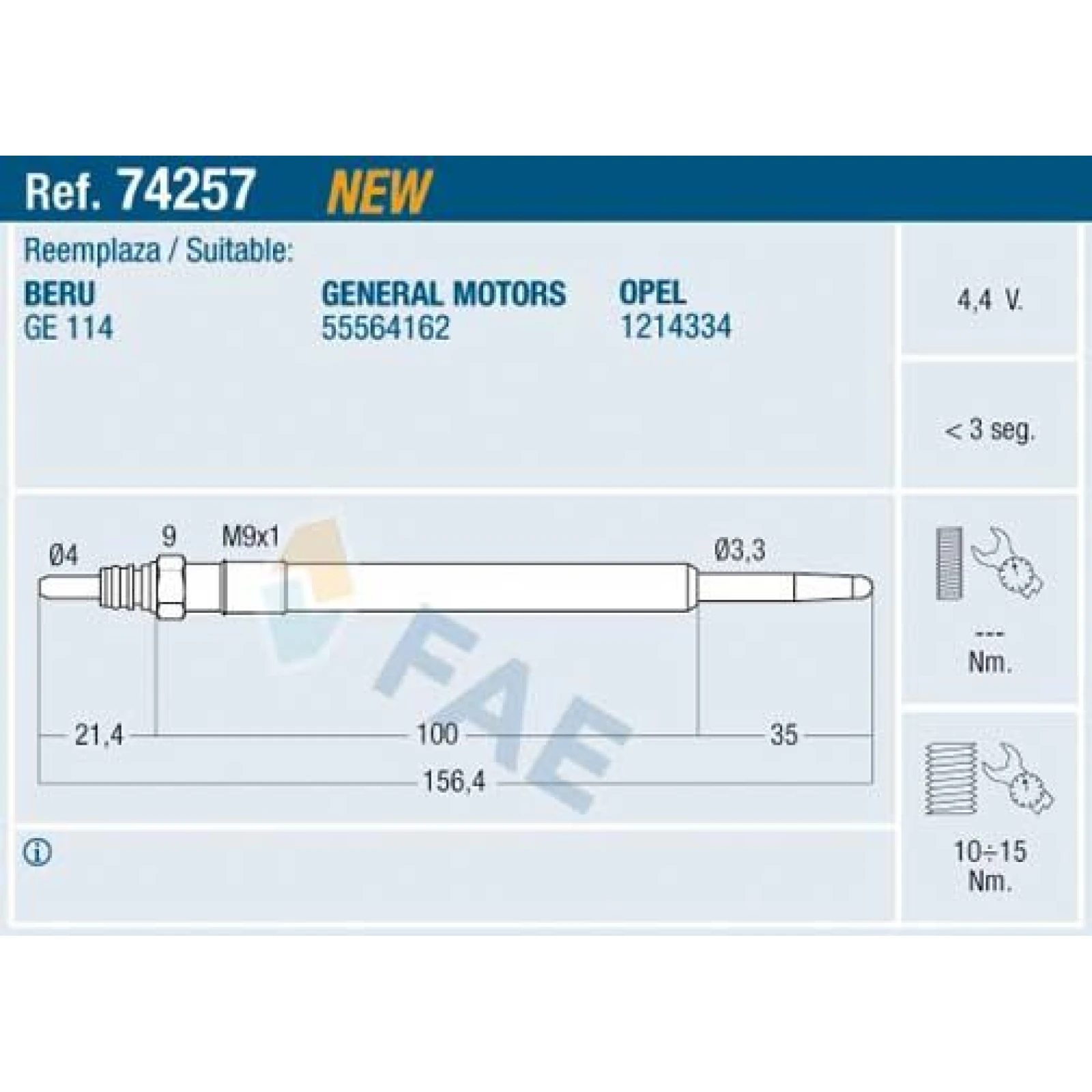 FAE Glühkerze 74257