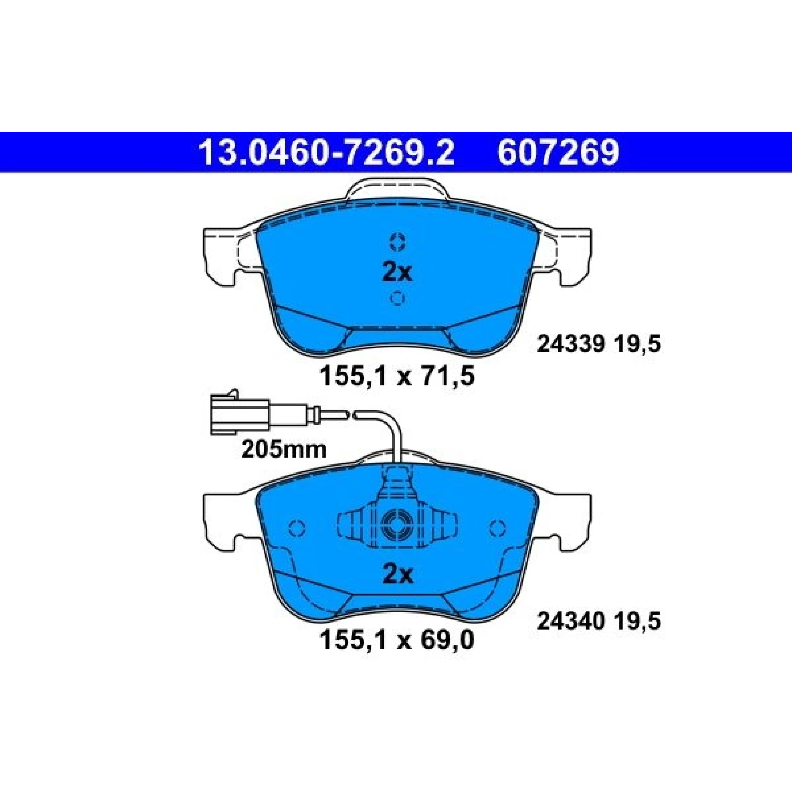 Bremsbelagsatz Alfa P. Giulietta 2.0 Jtdm 10 13.0460-7269.2