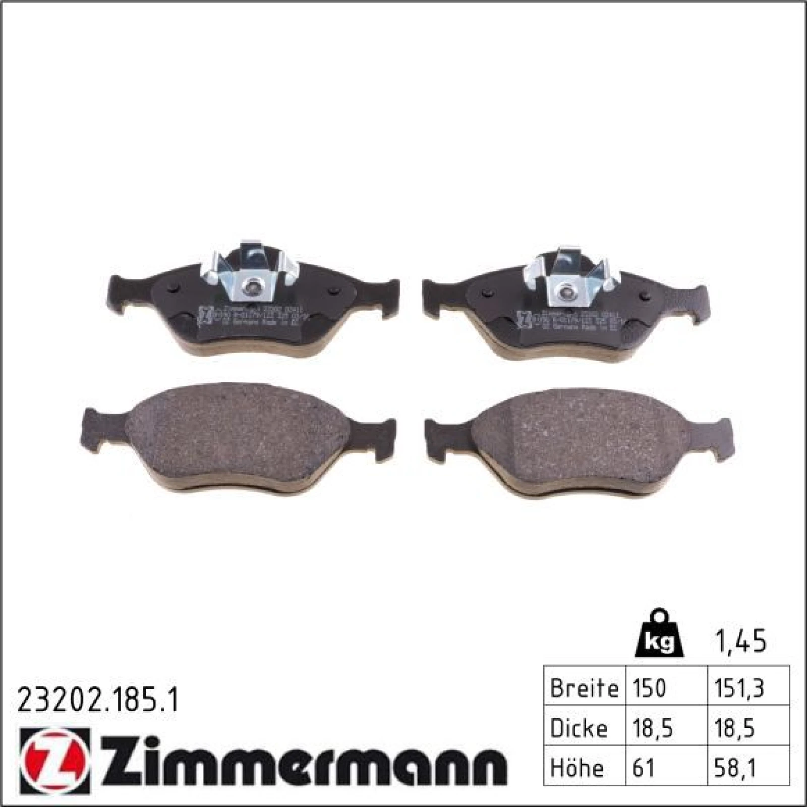 ZIMMERMANN Bremsbeläge 23202.185.1