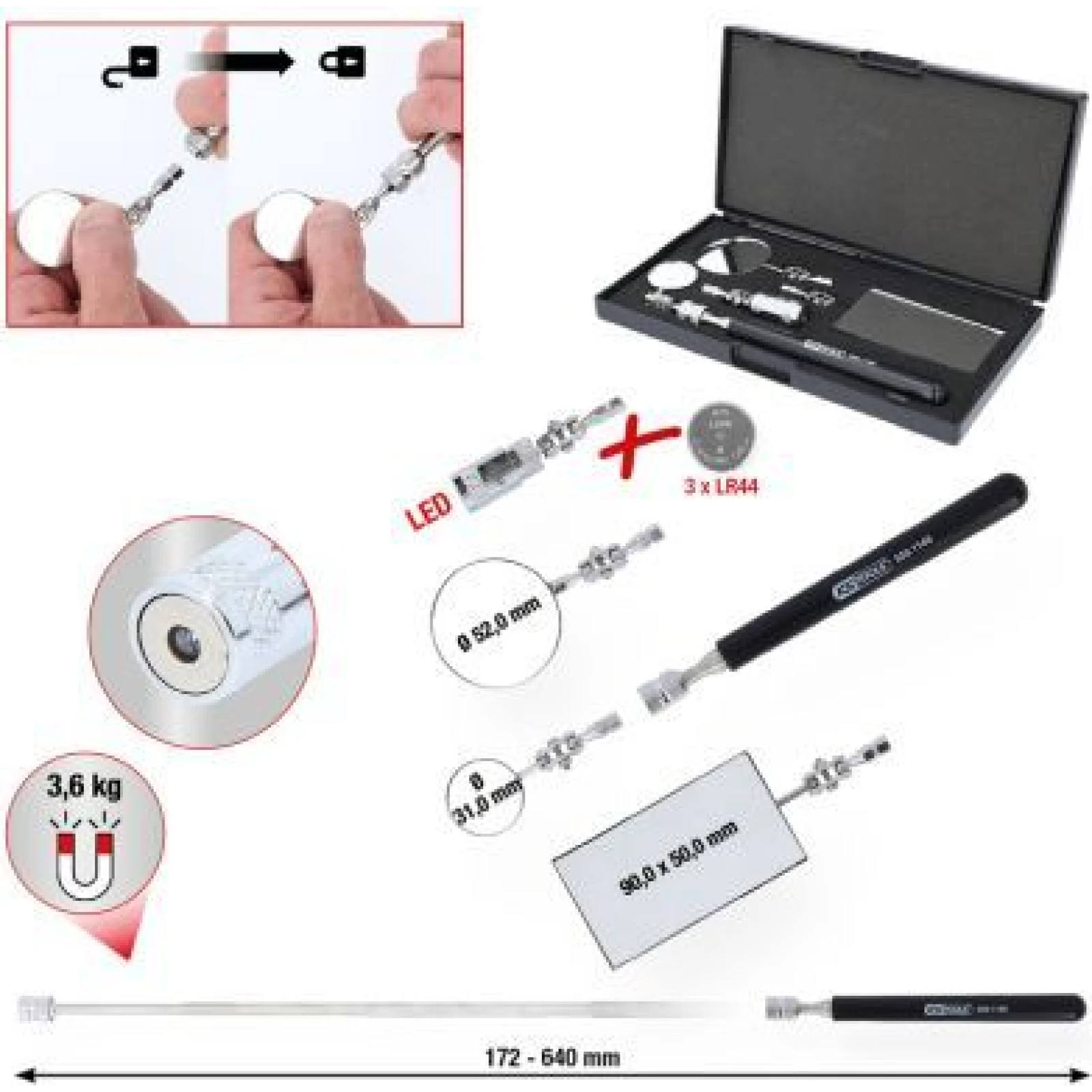 KS TOOLS Werkstattspiegelsatz 550.1145