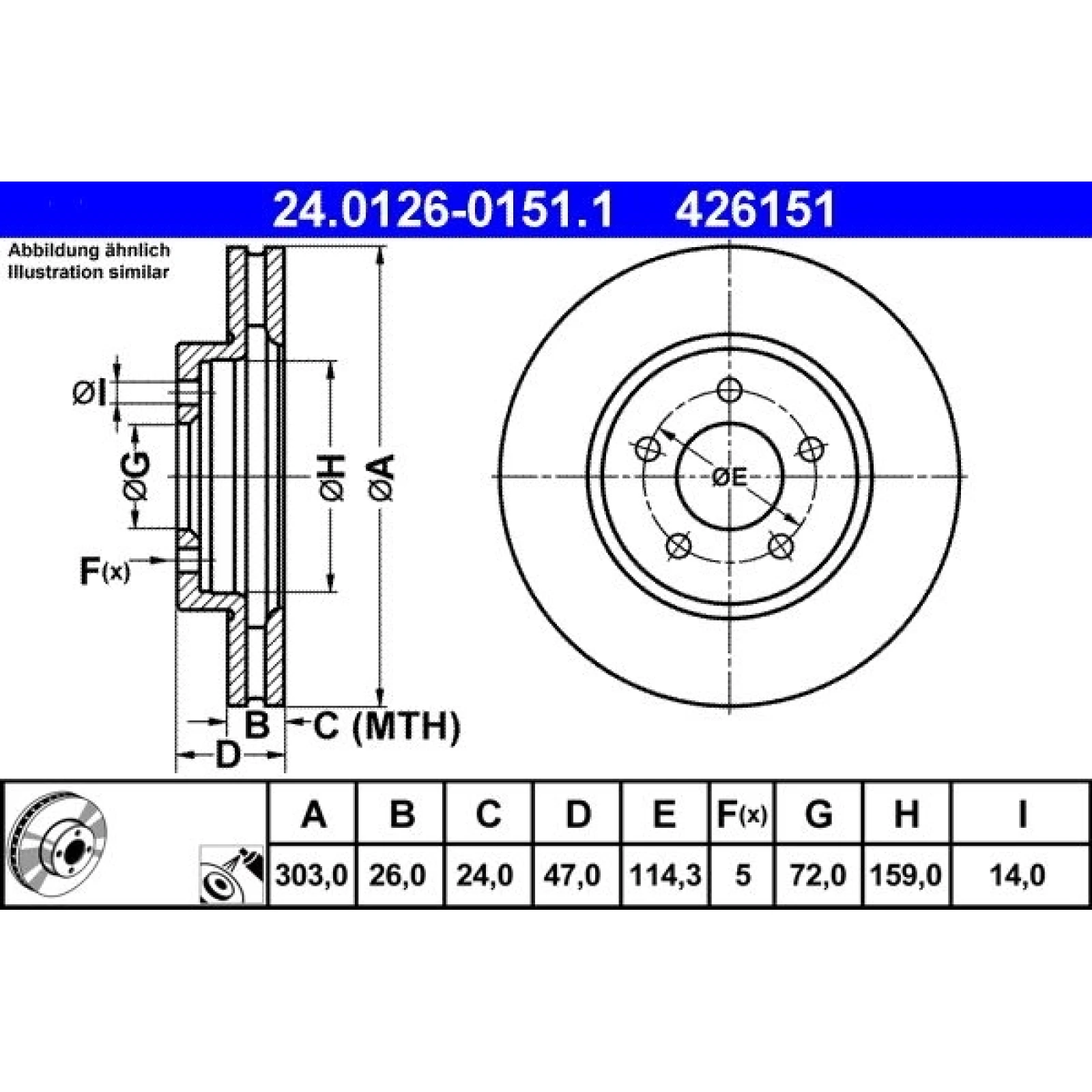 Bremsscheibe Ford P. Maverick 2.0-3.0 V6 24V 01-07 24.0126-0151.1