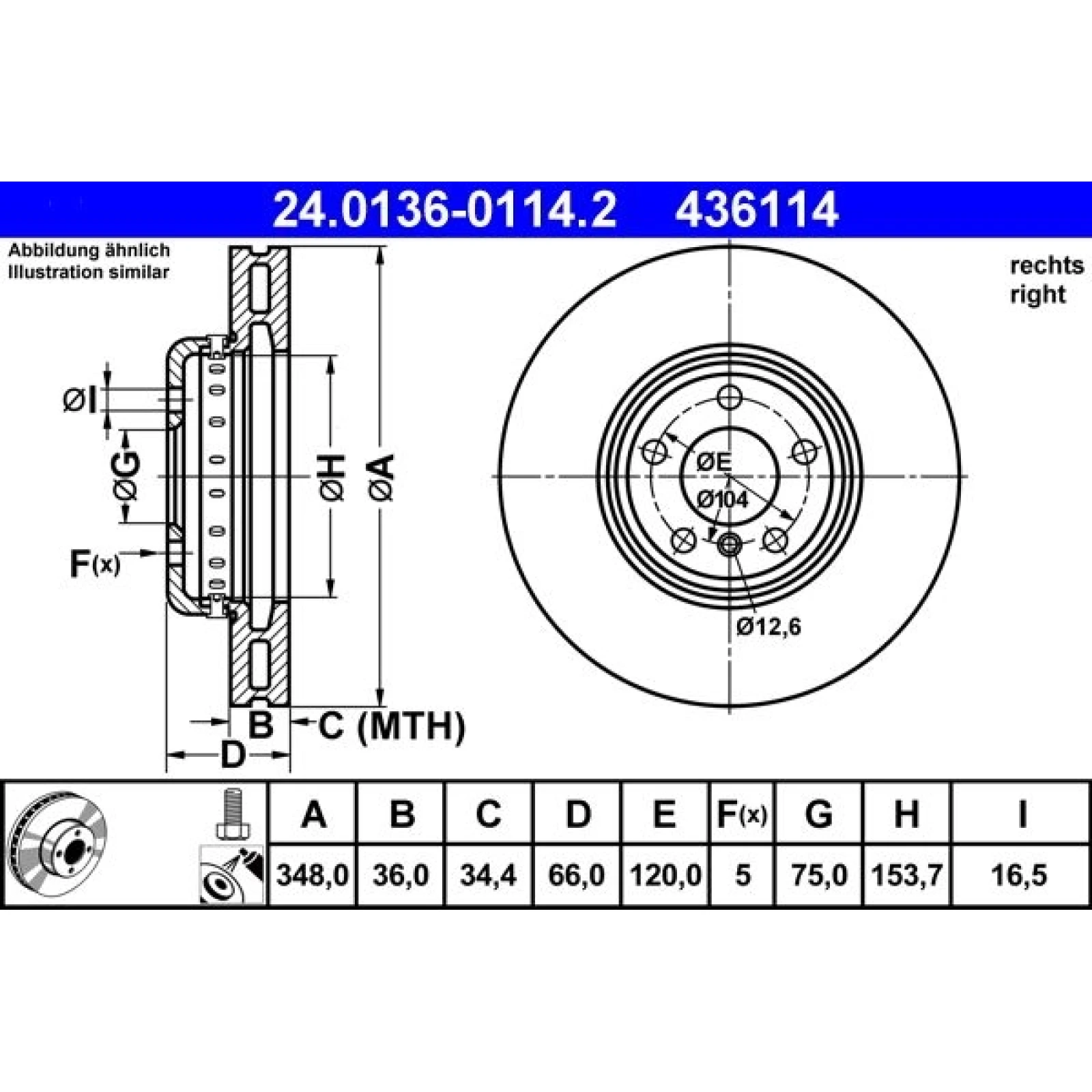 Bremsscheibe Bmw S. 5/6/7 10-Pr 24.0136-0114.2