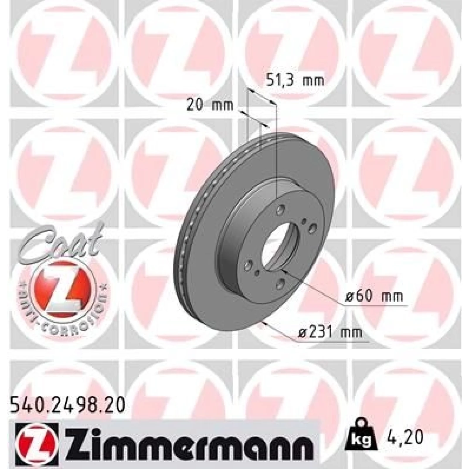 ZIMMERMANN Bremsscheibe 540.2498.20
