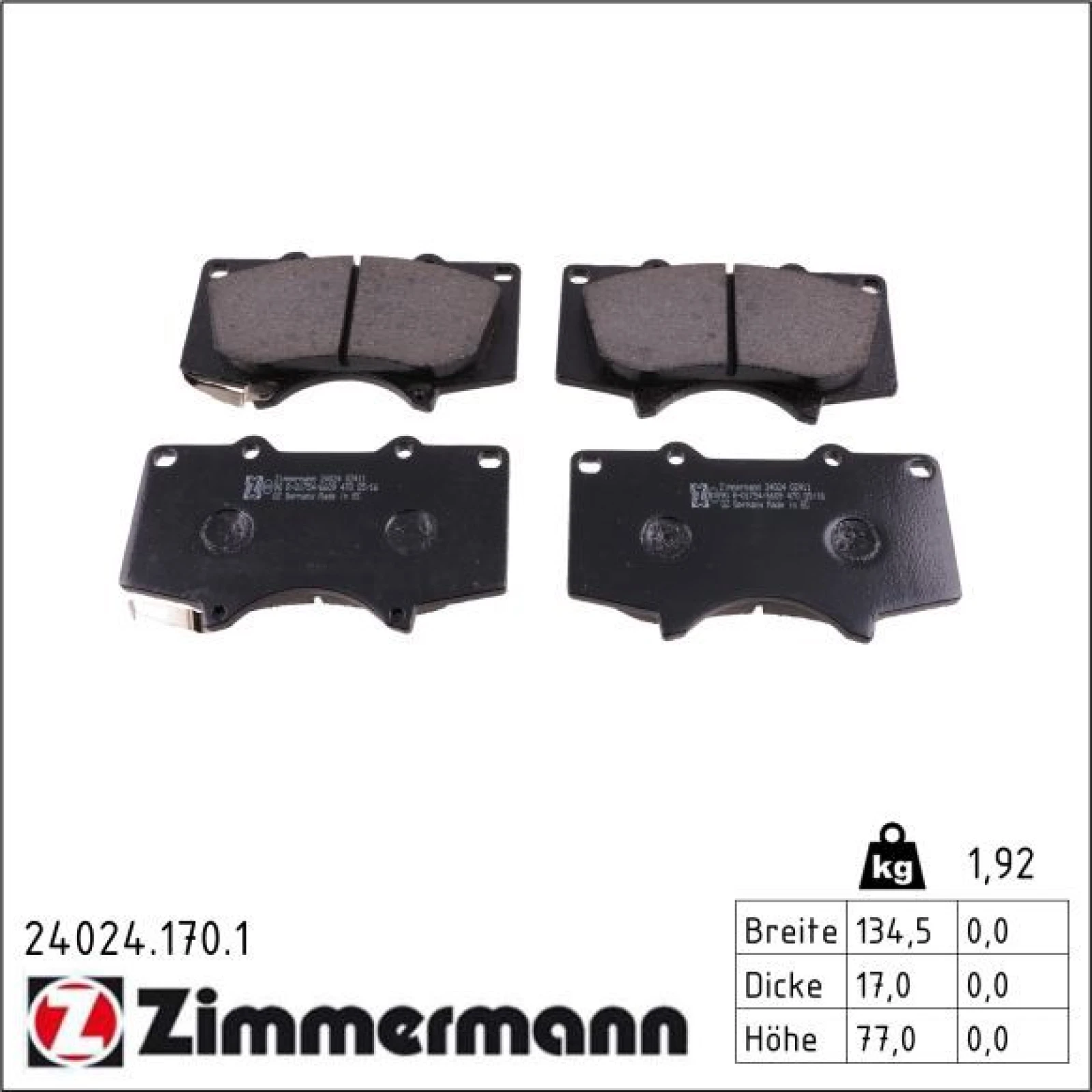 ZIMMERMANN Bremsbeläge 24024.170.1