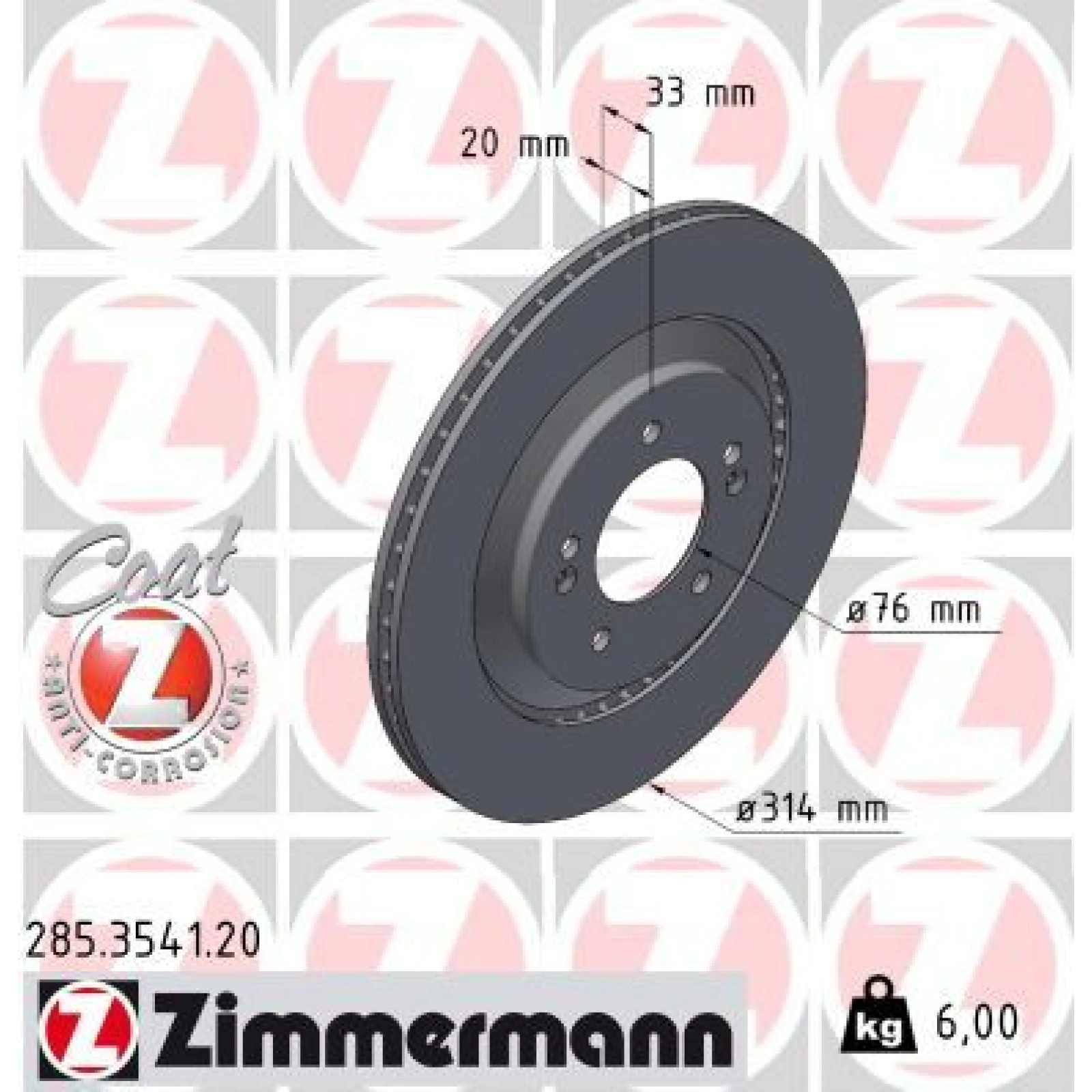ZIMMERMANN Bremsscheibe 285.3541.20