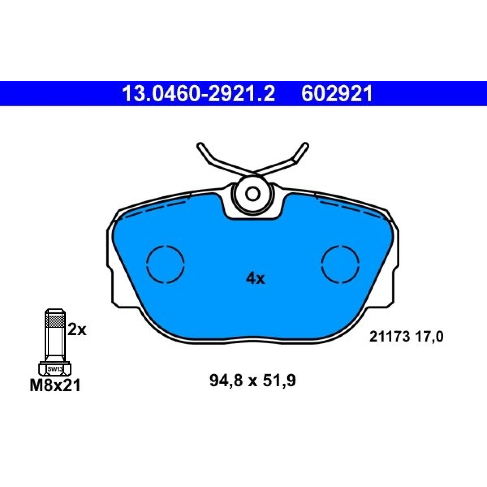 Bremsbelagsatz Bmw S. 3 1.6-2.7 82-94 13.0460-2921.2