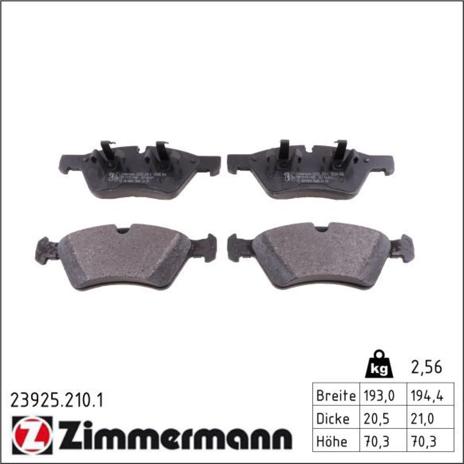 ZIMMERMANN Bremsbeläge 23925.210.1
