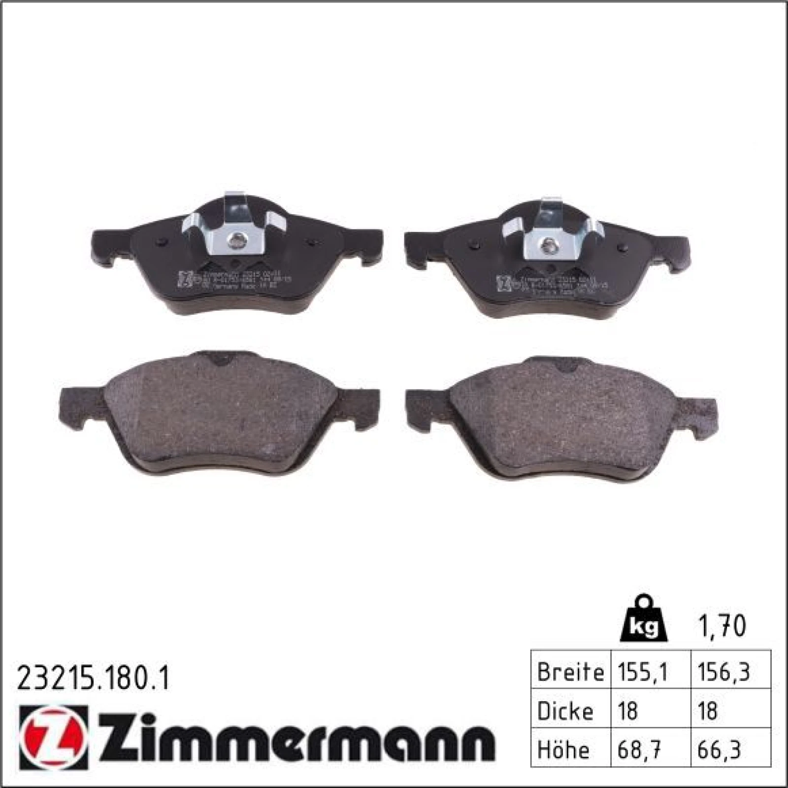 ZIMMERMANN Bremsbeläge 23215.180.1
