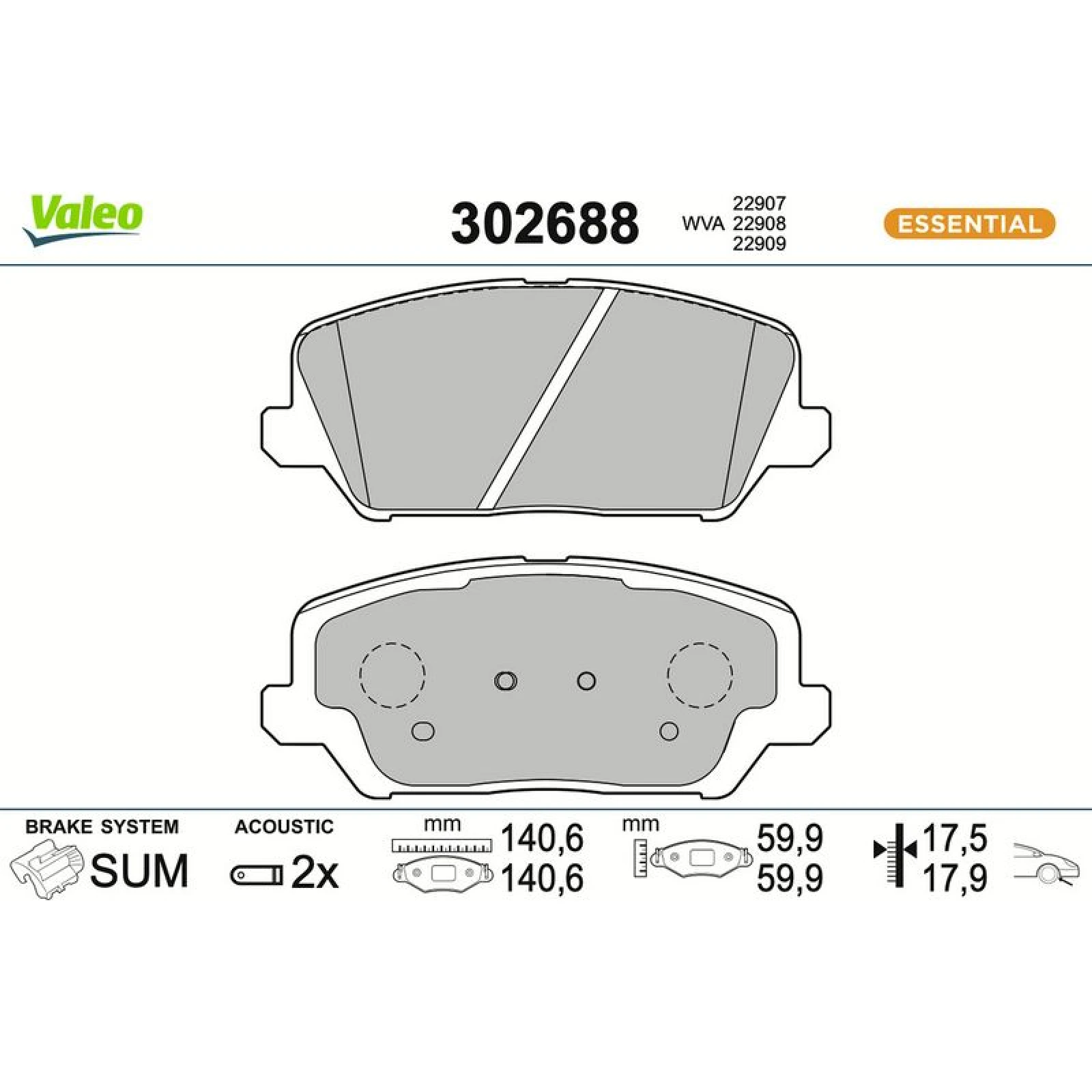VALEO Bremsbeläge 302688