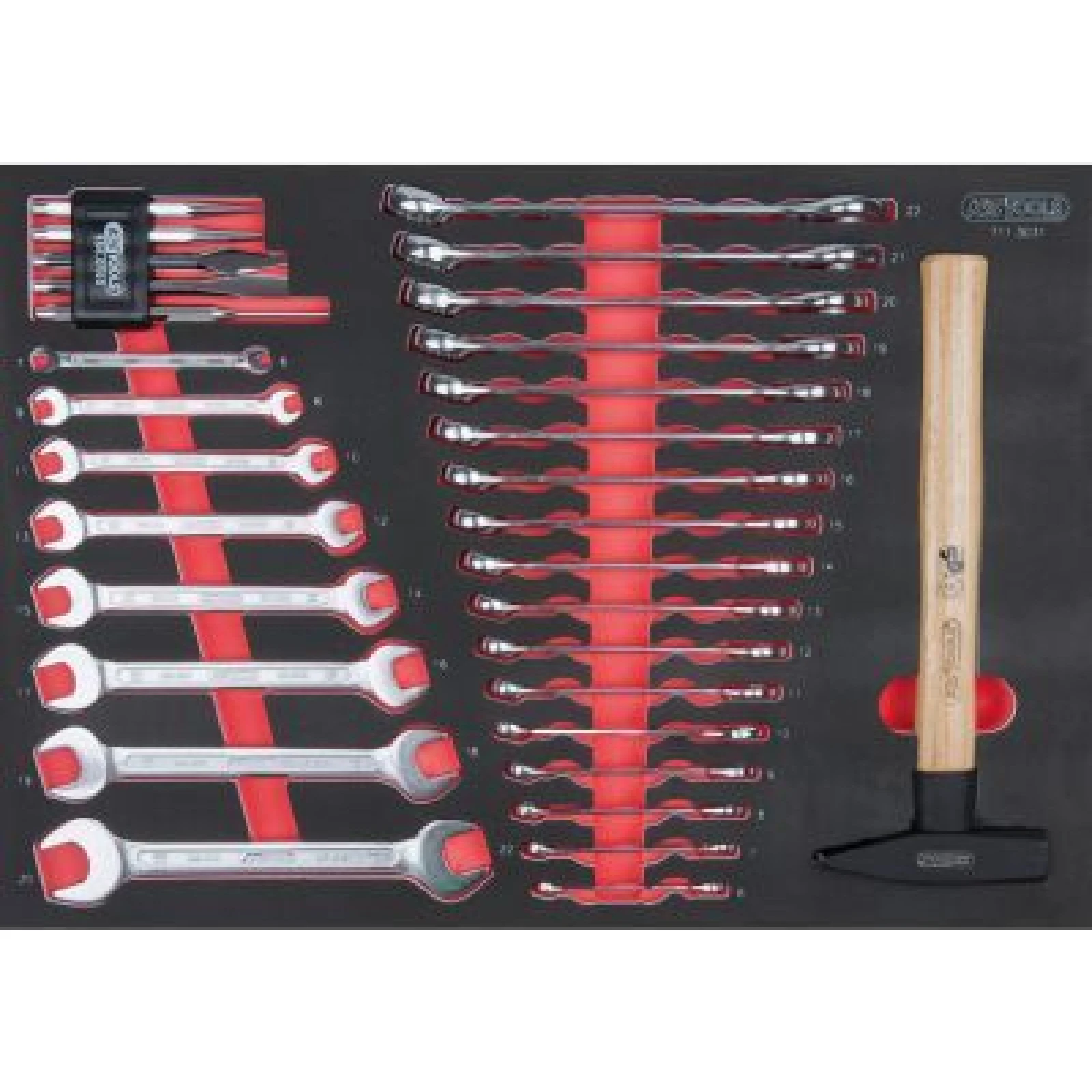 KS TOOLS SCS Schraubenschlüssel- und Hammersatz, metrisch, 31-teilig, Systemeinsatz 1/1 711.3031