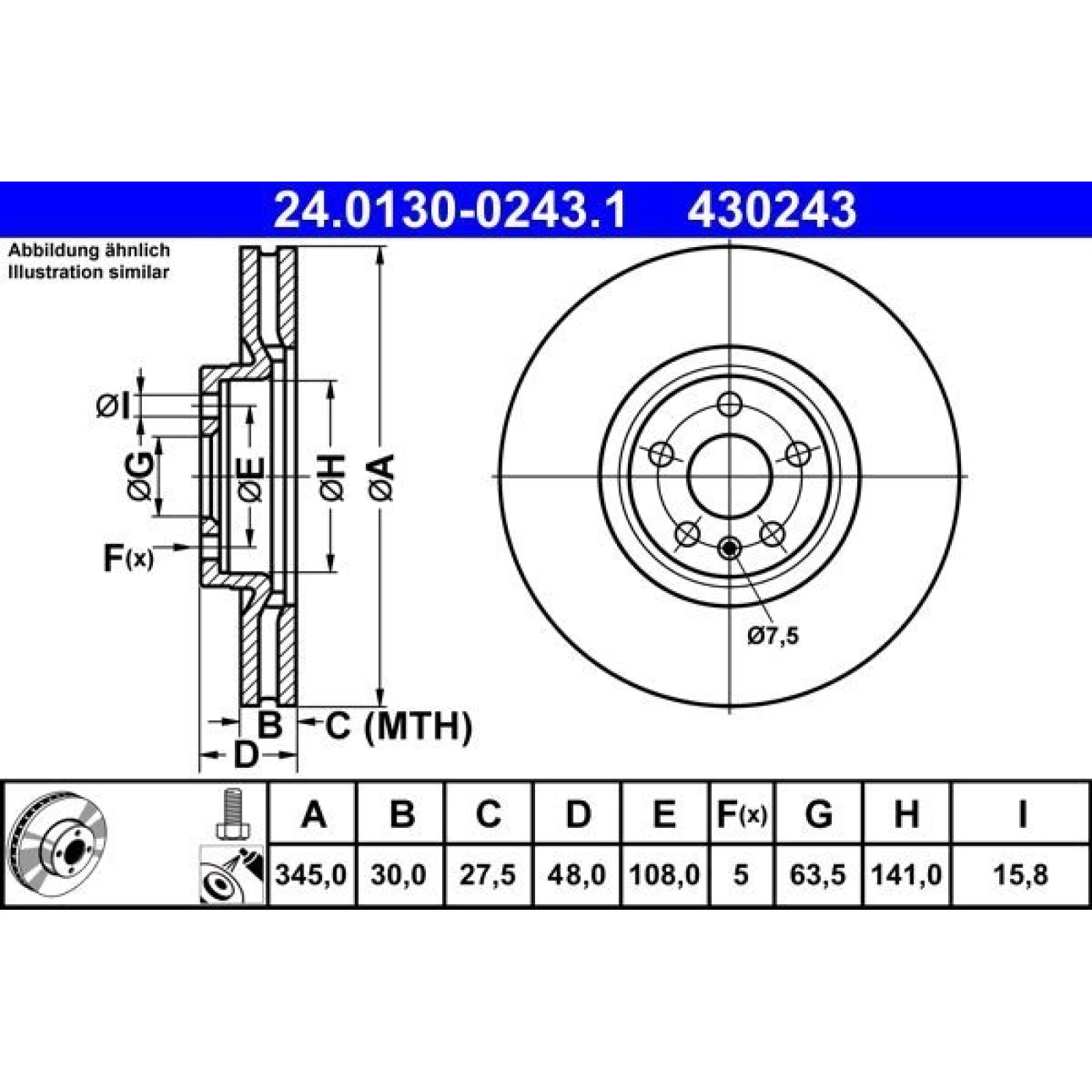 ATE Bremsscheibe 24.0130-0243.1