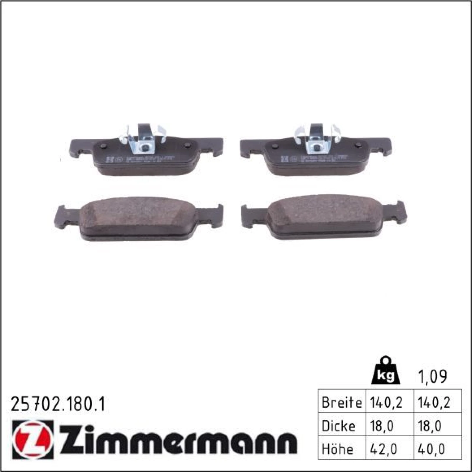 ZIMMERMANN Bremsbeläge 25702.180.1