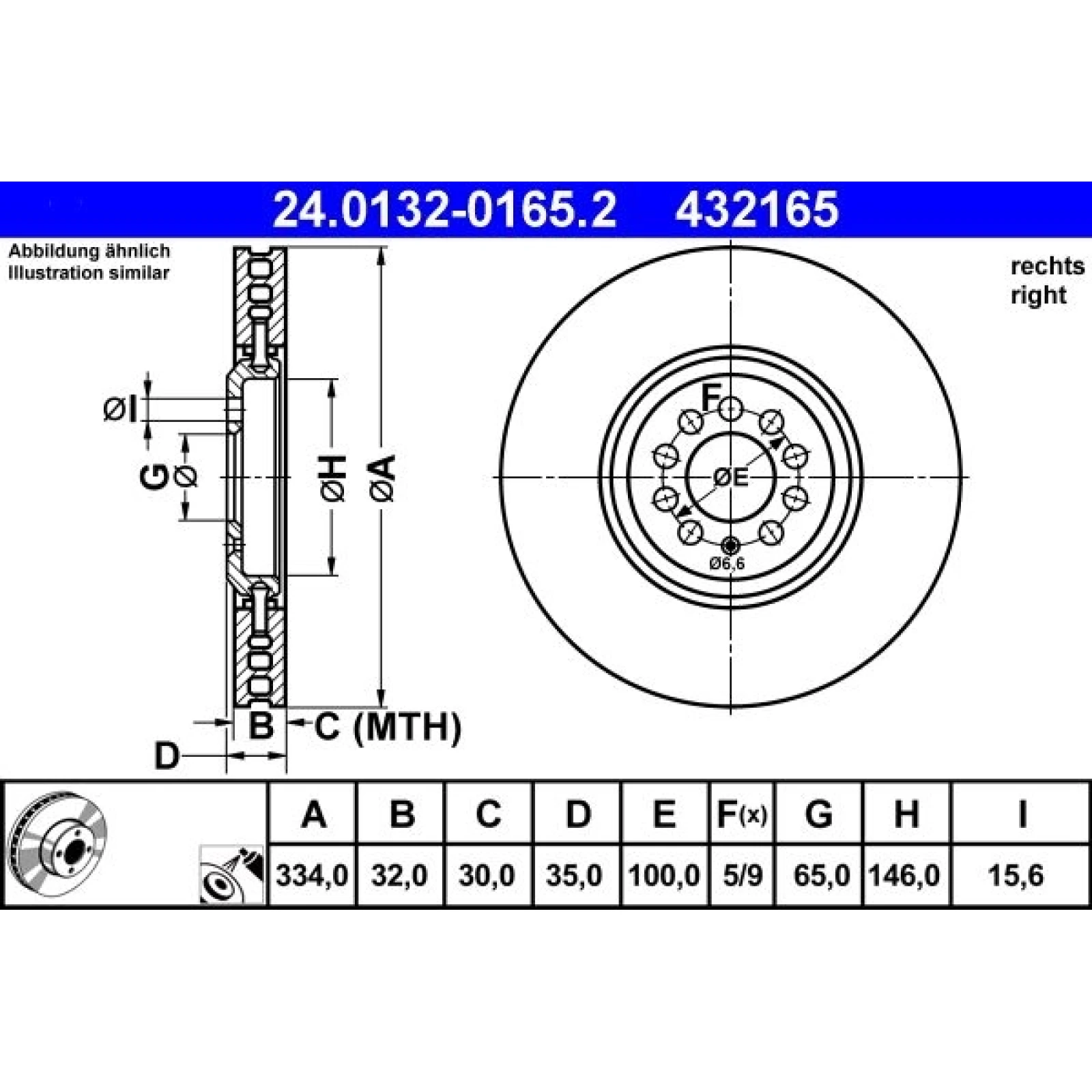 Bremsscheibe Vw P. Golf 4 R32 4 Motion 02-03 Pr 24.0132-0165.2